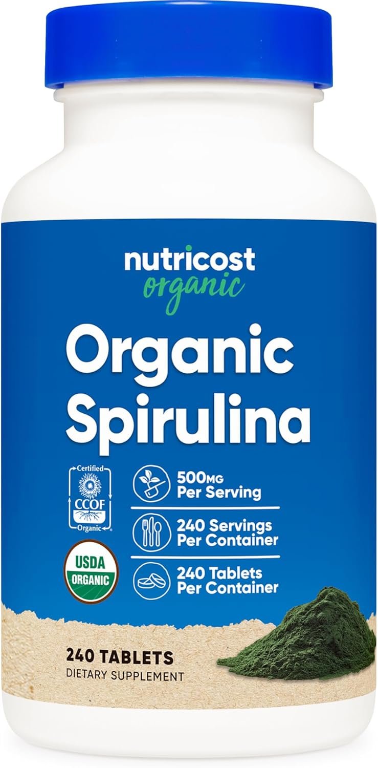 Nutricost Organic Spirulina 500mg, 240 Tablets – Gluten Free, Non-GMO