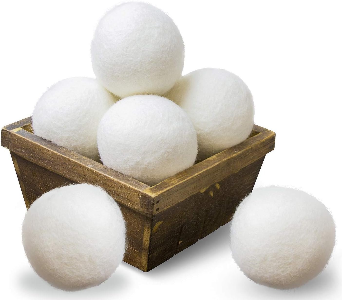 SnugPad Wool Dryer Balls XL Size 6 Pack, Natural Fabric Softener 100% Organic Premium New Zealand Wool, Chemical Free and Reduces Wrinkles, 1000+ Loads, Baby Safe, Saving Energy & Time, White 6 Count