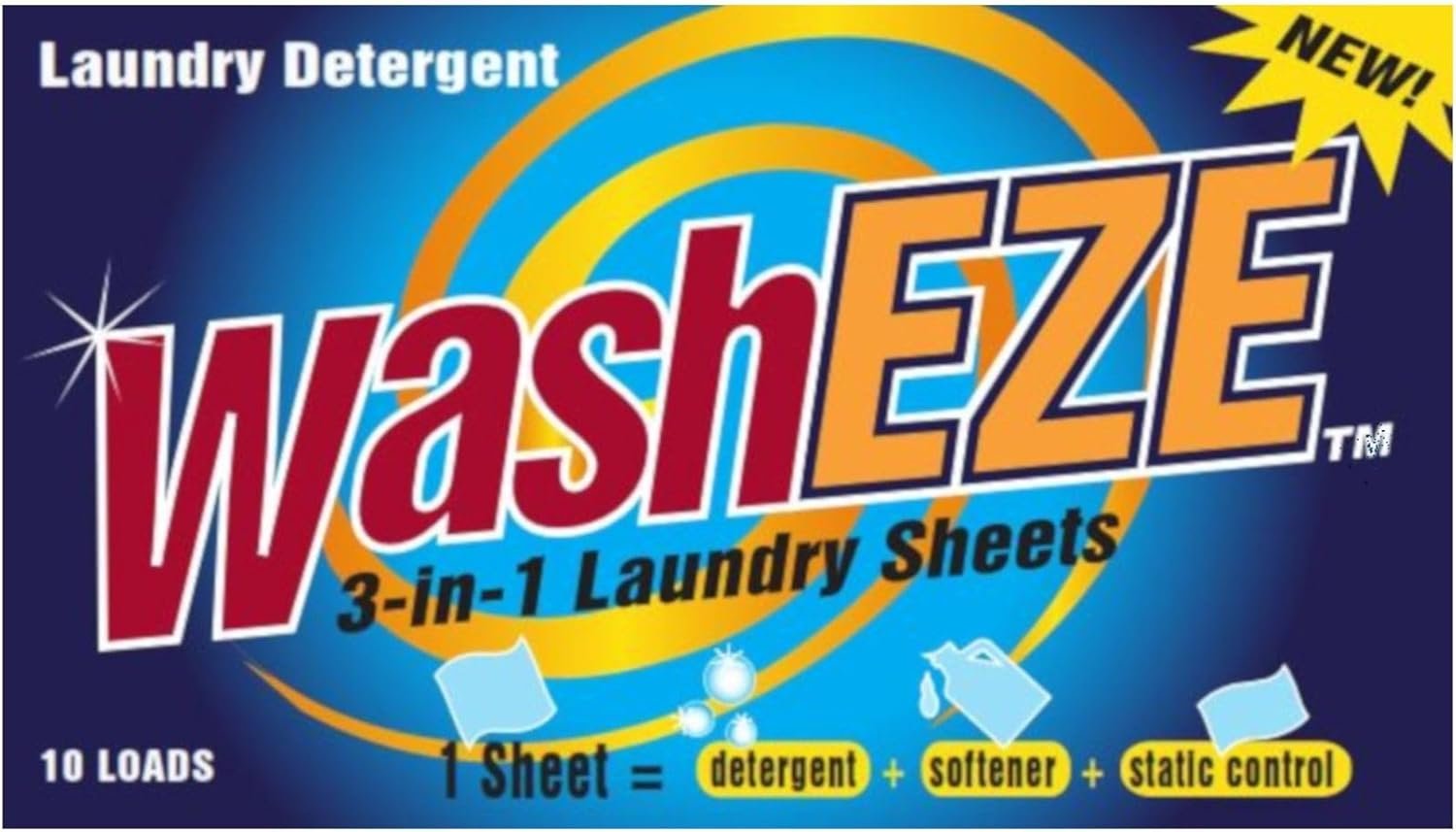 WashEZE 3-in-1 Laundry Detergent Sheets – 20 Loads Fresh Scent Liquidless Soap Sheet-Detergent, fabric softener and more -Travel Approved, College, Camping, and RV Laundry Detergent – Made in USA