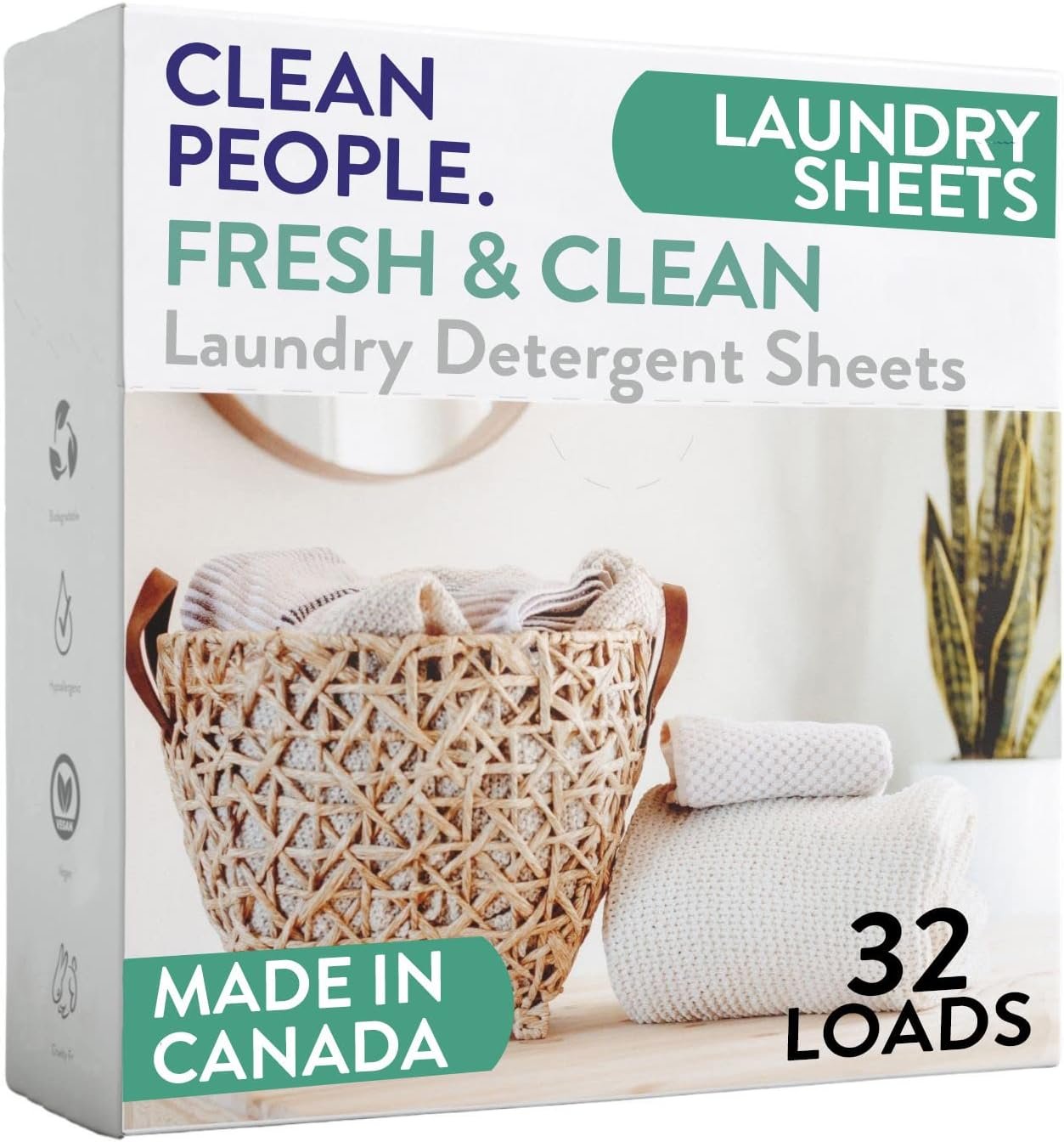 The Clean People Laundry Detergent Sheets – Laundry Soap – Ultra Concentrated, Recyclable Packaging, Stain Fighting – Fresh Scent, 32 Pack