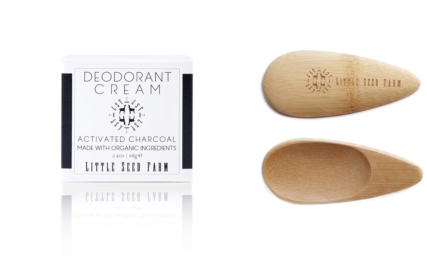 Little Seed Farm All Natural Deodorant Cream, Aluminum Free Deodorant for Women or Men, 2.4 Ounce – Activated Charcoal + Applicators Bundle