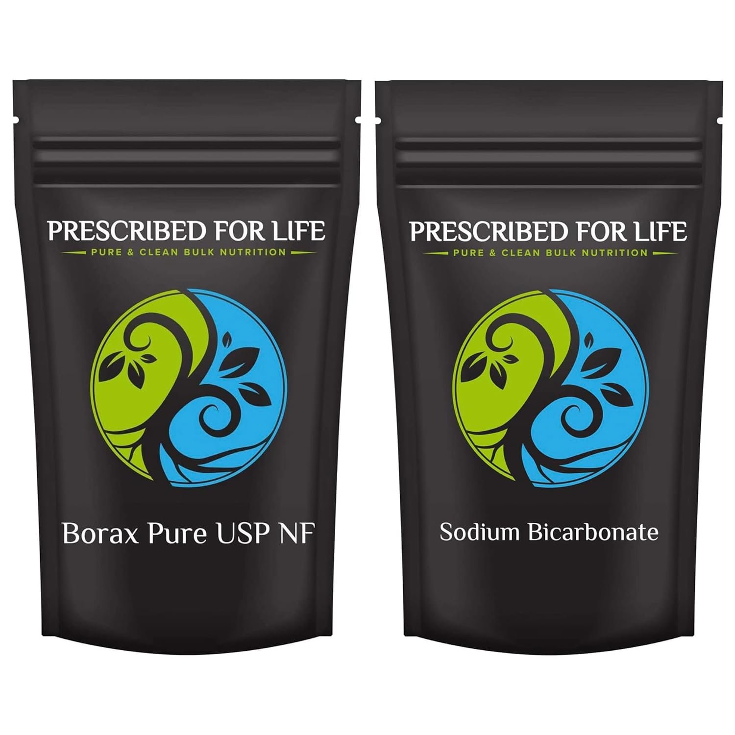 Prescribed For Life Sodium Bicarbonate Powder (1 lb) + Borax Powder (113 g) Bundle | Natural Multipurpose Cleaning Powder | Non GMO, No Fillers, Gluten Free