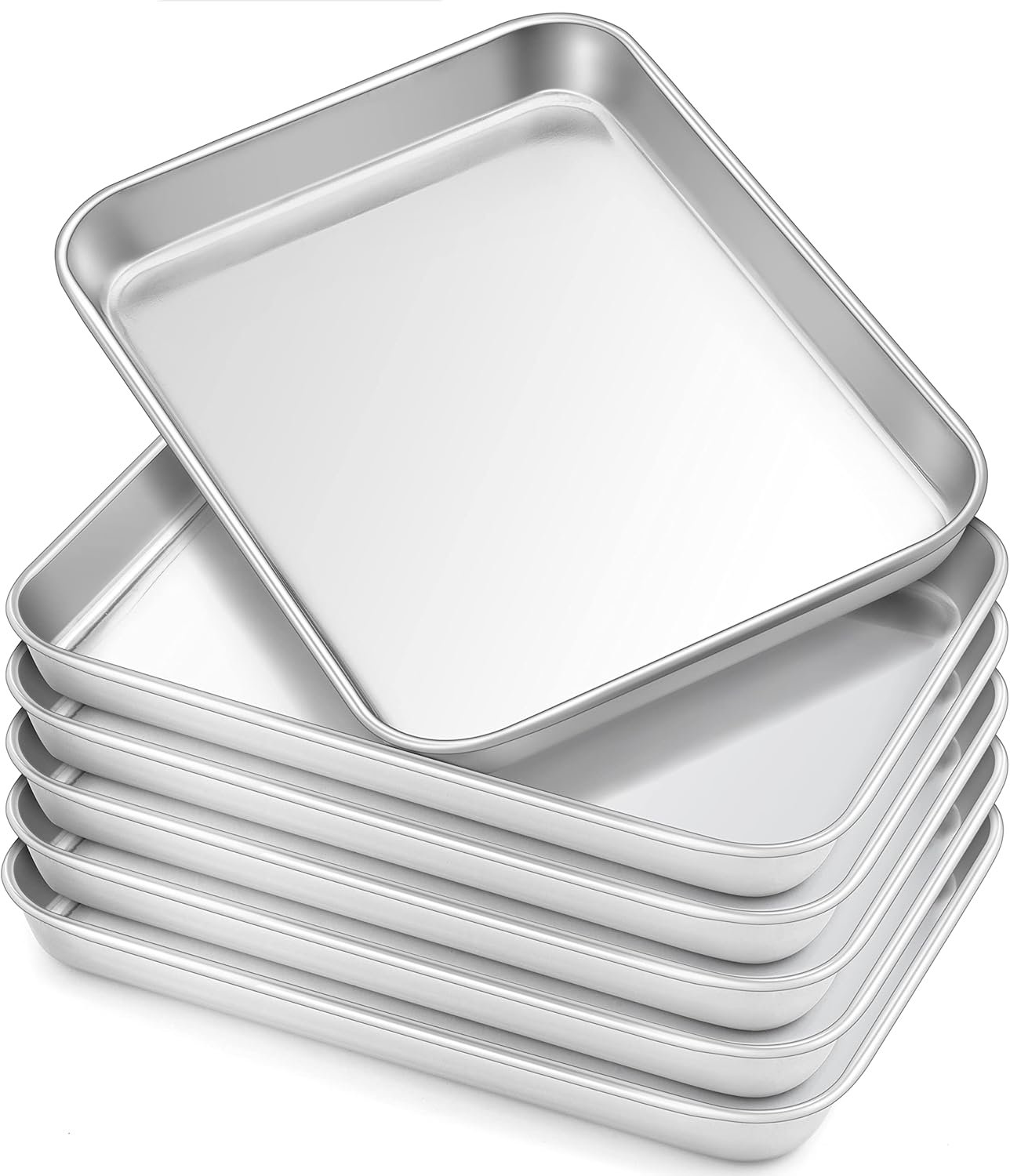 HaWare 7.3″ x 5.3″ x 0.8″ Kids Plates, 6-Piece Stainless Steel Toddler Plates, Metal Dinner Dish for Children, Feeding Baking Camping Tray, Reusable Dinnerware, Non-toxic, Oven Safe & Dishwasher Safe