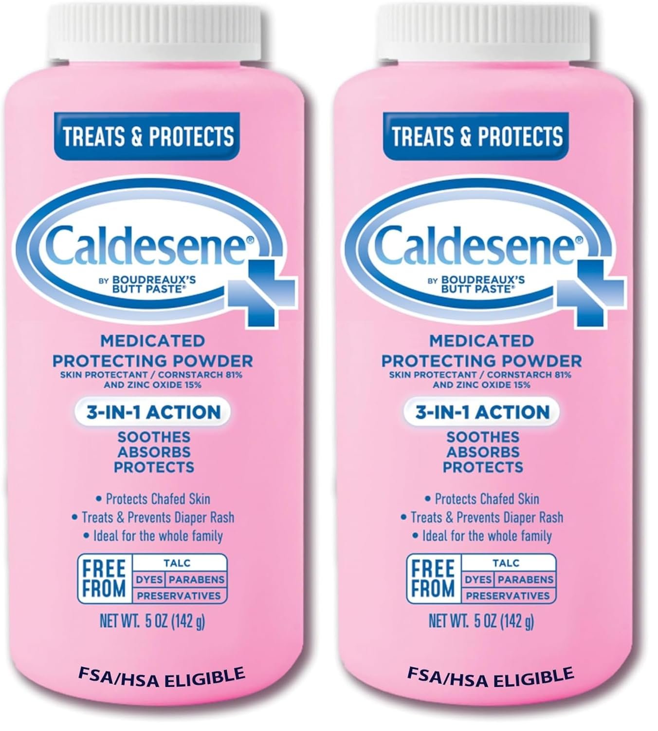 Caldesene Medicated Protecting Body Powder with Zinc Oxide and Cornstarch,Talc-Free Baby Powder Soothes & Protects,5 Oz.,(Pack of 2)