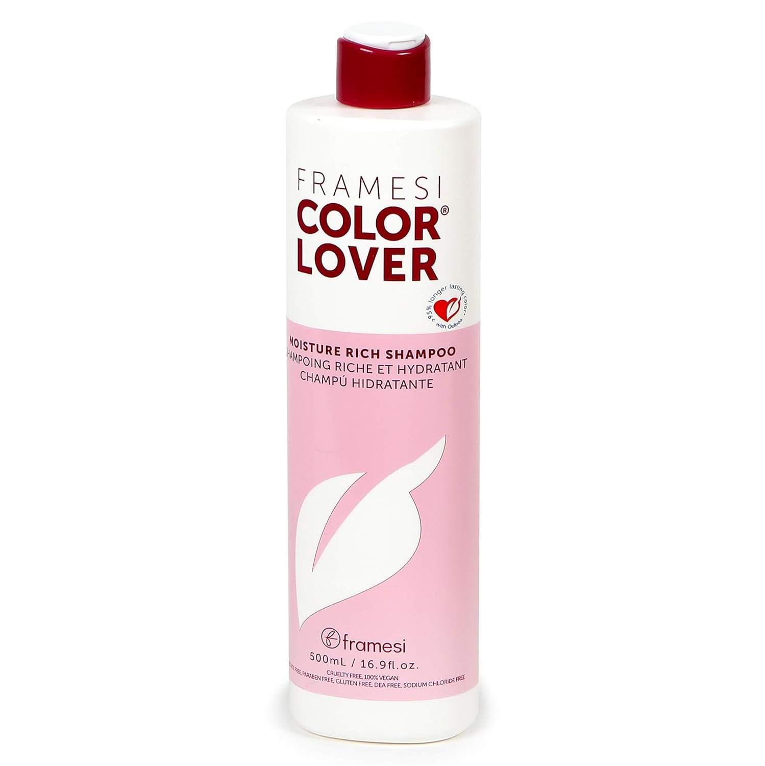 Framesi Color Lover Moisture Rich Shampoo, Sulfate Free Shampoo with Quinoa and Aloe Vera, Color Treated Hair
