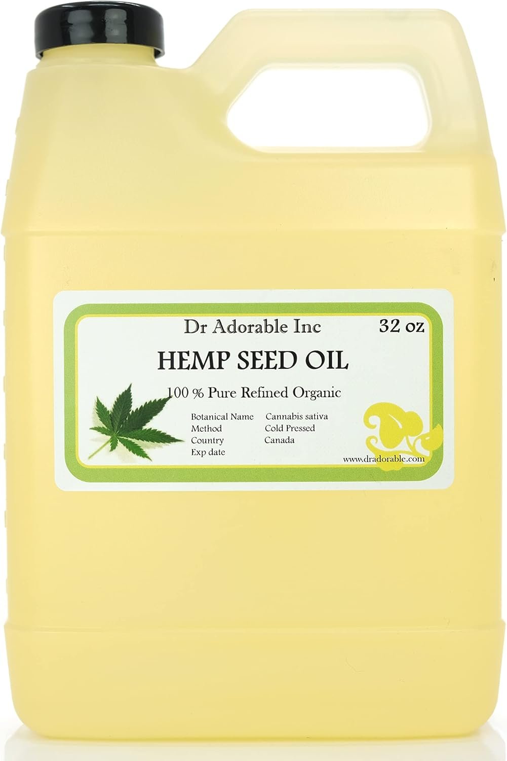 Dr Adorable – 32 oz – Hemp Seed Oil Refined – 100% Pure Natural Cold Pressed Organic
