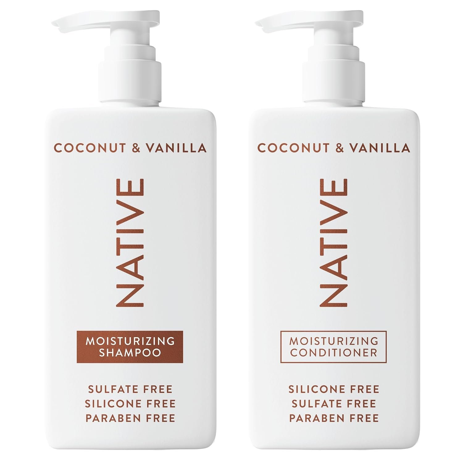 Native Coconut & Vanilla Shampoo and Conditioner Contain Naturally Derived Ingredients | All Hair Types, Color & Treated, Fine to Dry Damaged, Sulfate & Dye Free – 2-Pack