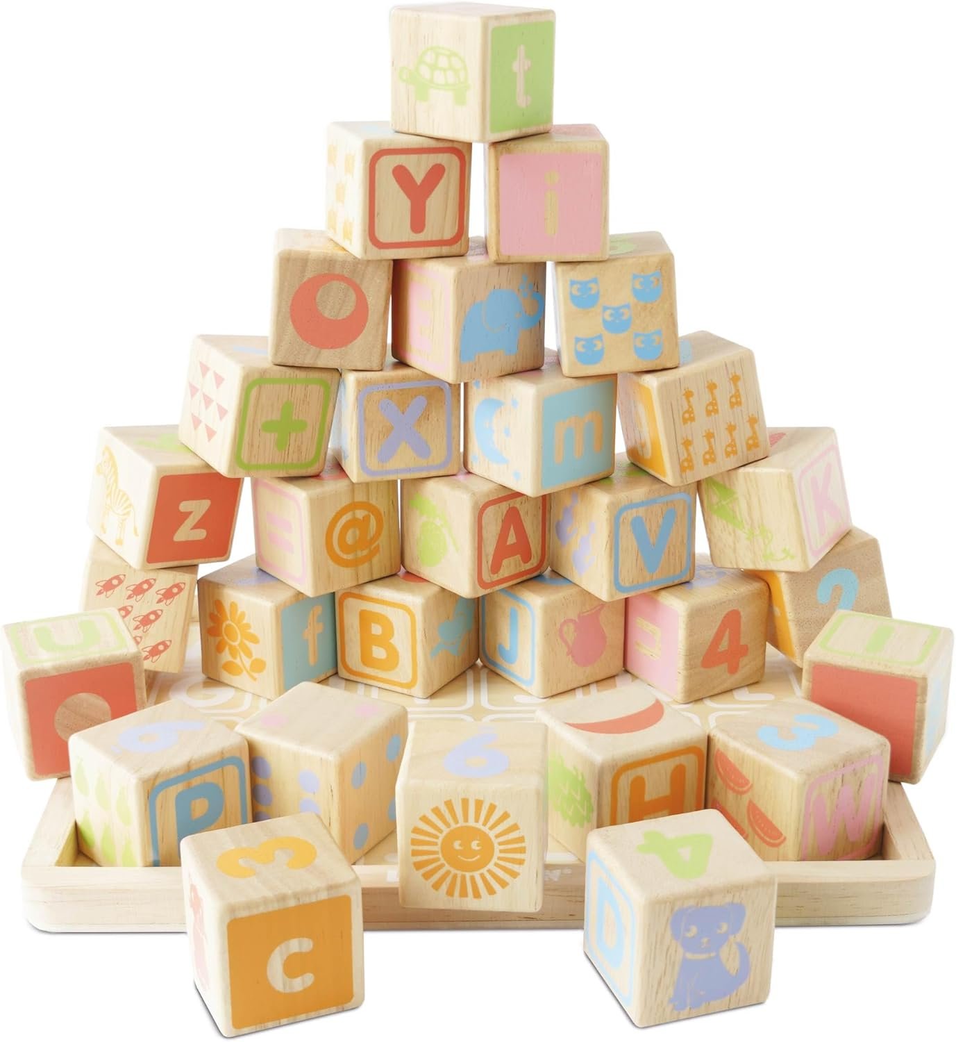 Le Toy Van – Petilou Wooden Educational ABC Wooden Blocks | Educational Wood Toys for Toddlers and Babies | Suitable for A Boy Or Girl 1 Year Old +