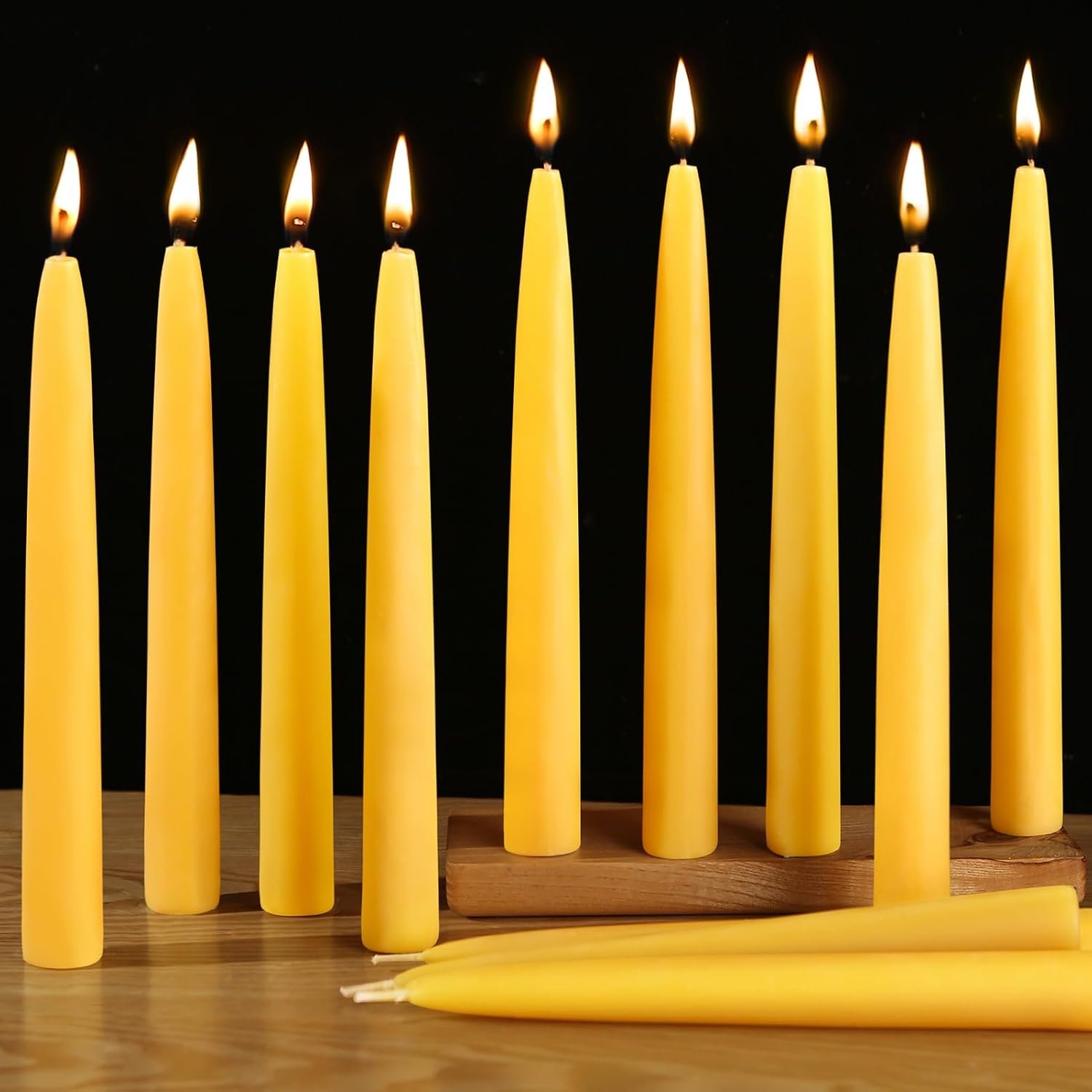 12 Pack Beeswax Taper Candles,8in Dripless Pure Beeswax Candles Non Toxic,8 Hours Long Burning 100% Natural Candle Sticks,Smokeless and Unscented Bees Wax Candle for Home,Prayer,Tall Tapered