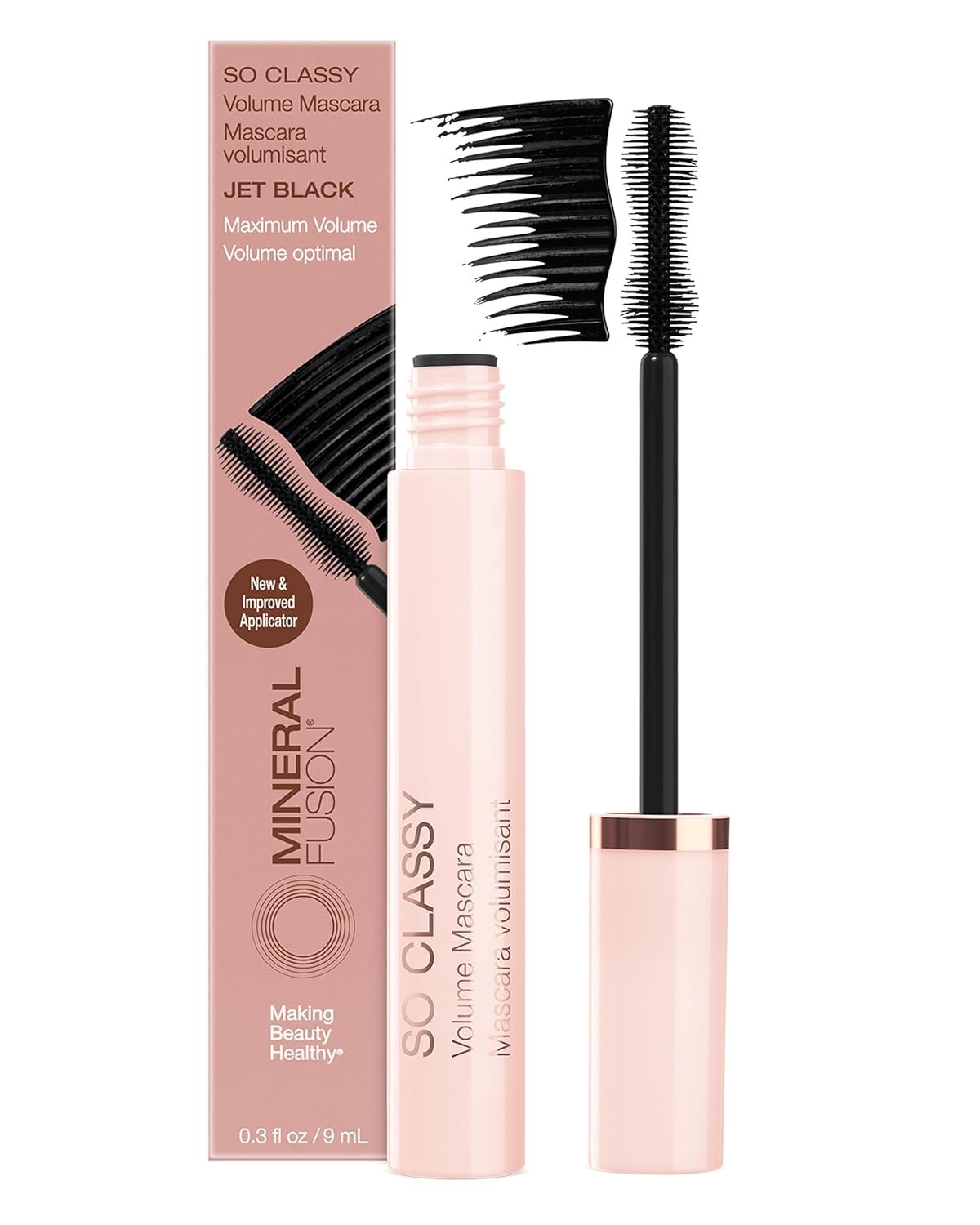 Mineral Fusion So Classy Volume Mascara (Black) – Voluminous Formula For Appearance of Fuller Lashes – Hypoallergenic, No Flaking or Caking, Smudge-Proof Formula – With Peptides & Vitamin B