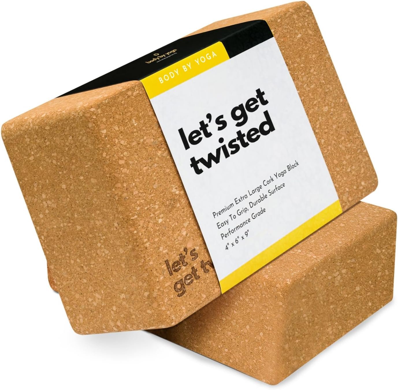 Premium Cork Yoga Blocks – Extra Large Yoga Block 2-Pack or Extra Tall 1-Pack for Inflexible Yogis | Natural, High-Density Cork for Superior Support & Stability | Optional Yoga Strap & Gift Box