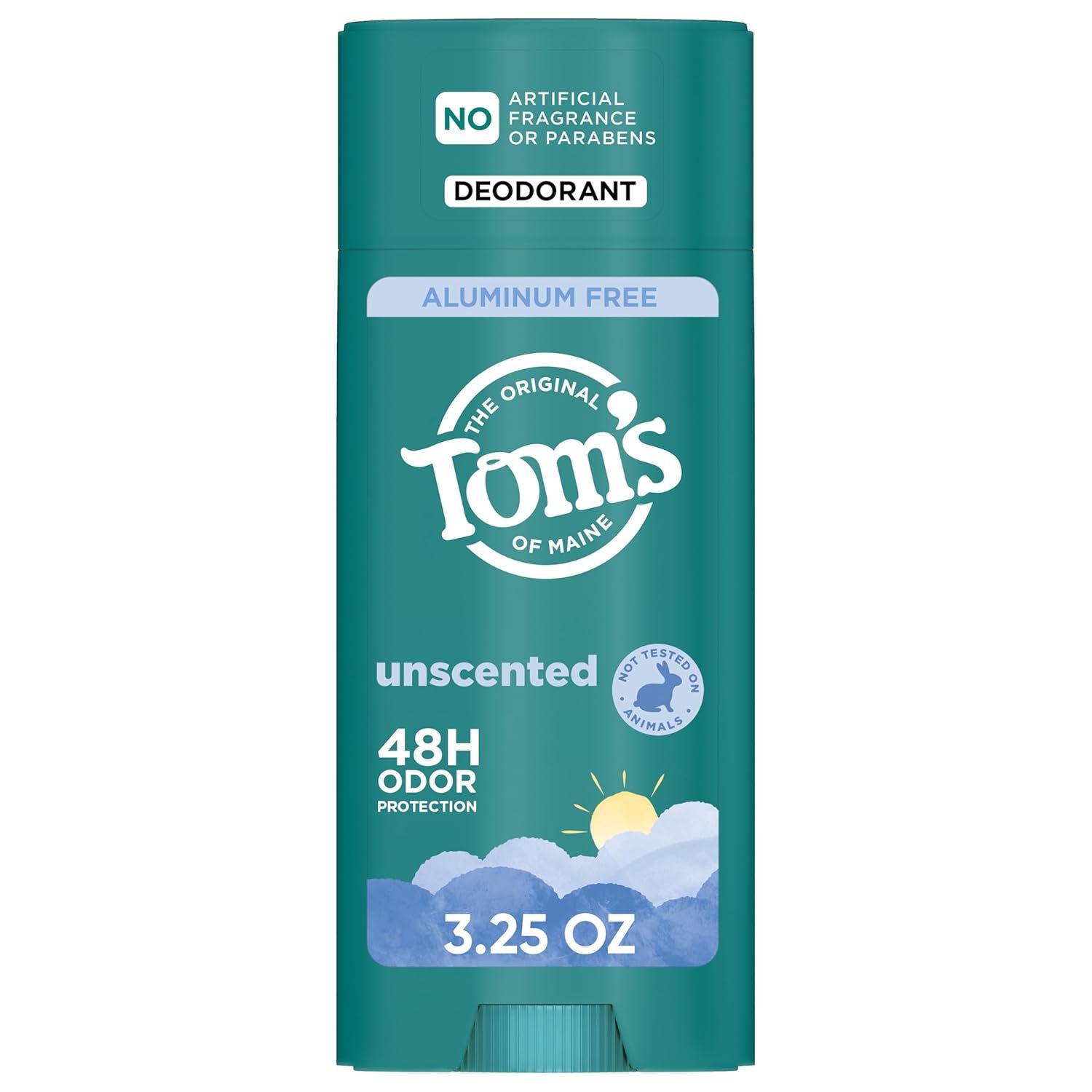 Tom’s of Maine Unscented Natural Deodorant for Men and Women, Aluminum Free, No Artificial Fragrances, Dyes, or Preservatives, Baking Soda Free, 48 Hour Odor Protection, 3.25 oz