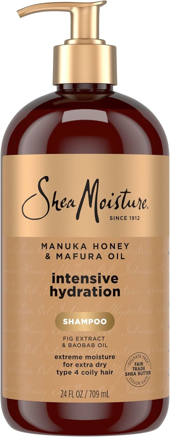 SheaMoisture Intensive Hydration Shampoo Manuka Honey & Mafura Oil, For Extra Dry, Damaged Hair, Sulfate-Free, 24 oz