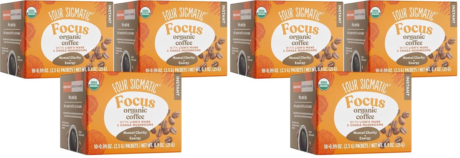Four Sigmatic Mushroom Mix Coffee Lion’s Mane | Focus | 3 Count (Pack of 60)