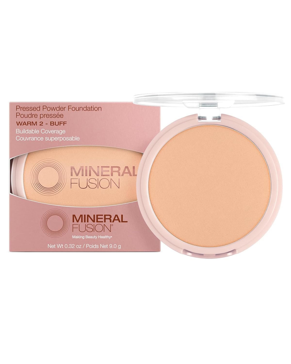 Mineral Fusion Pressed Powder Foundation – Matte Finish Face Powder for Medium Skin with Yellow Undertones – Age Defying Natural Makeup – Talc Free, Vegan, Hypoallergenic (Warm 2)