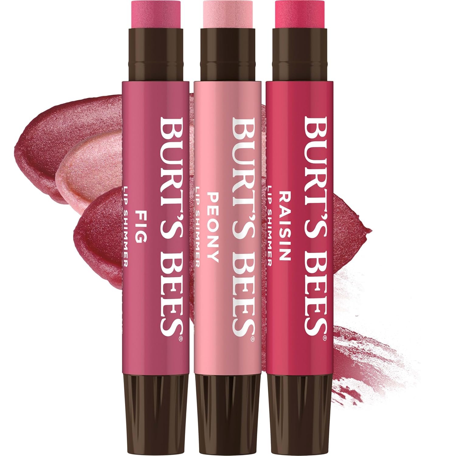 Burt’s Bees Lip Shimmer Nude Collection for Valentine’s Day Gifts, Tinted Lip Balm Stick, Moisturizing for All Day Hydration with Natural Glowy Pigmented Finish & Buildable Color, Value Pack, 3 Tubes