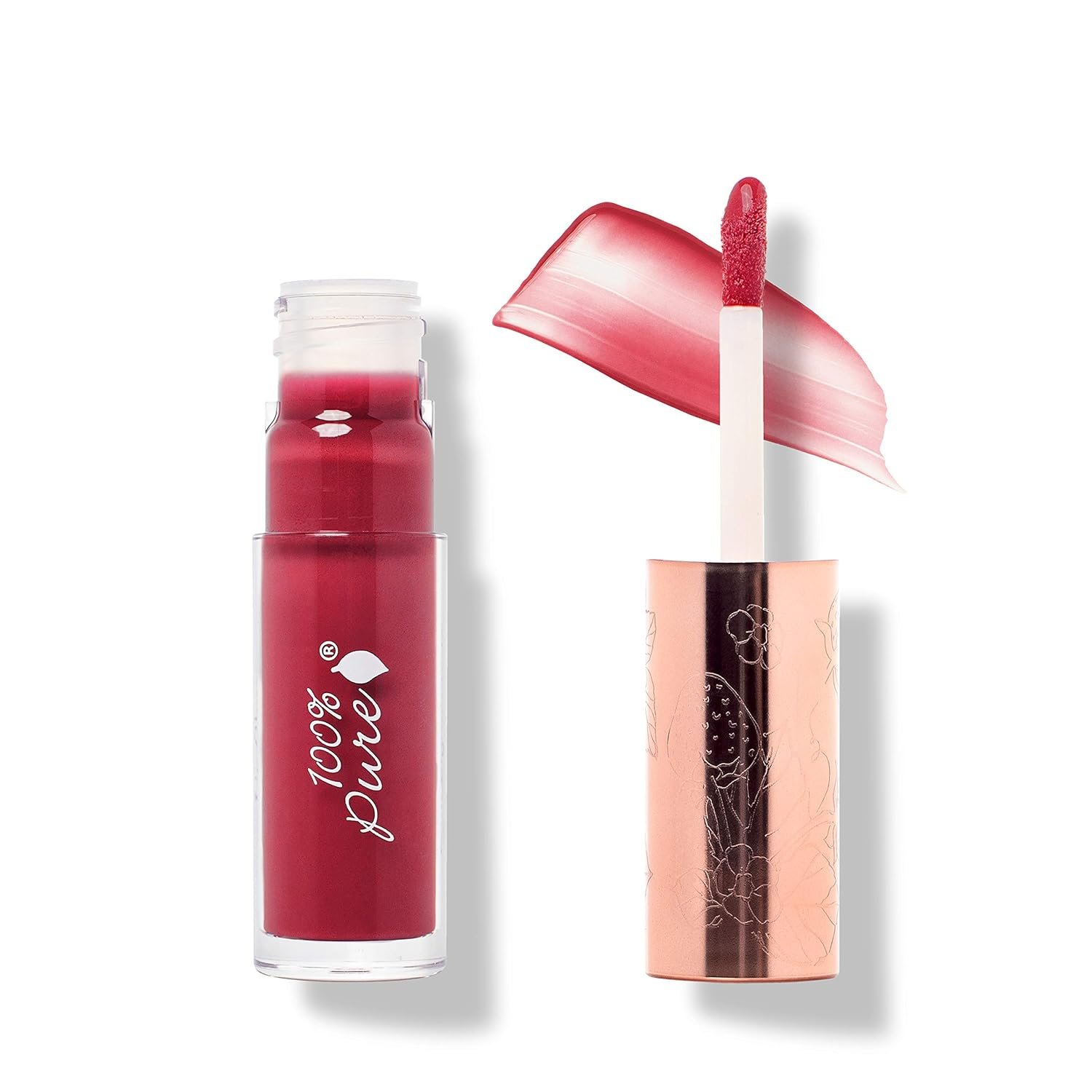 100% PURE Lip Gloss (Fruit Pigmented), Pomegranate Wine, High Shine, Moisturizing, Natural Lip Gloss, Sheer Finish, Tinted Lip Gloss w/Cocoa Butter, Vitamin E (Medium Berry Red Color) – 0.14 Fl Oz