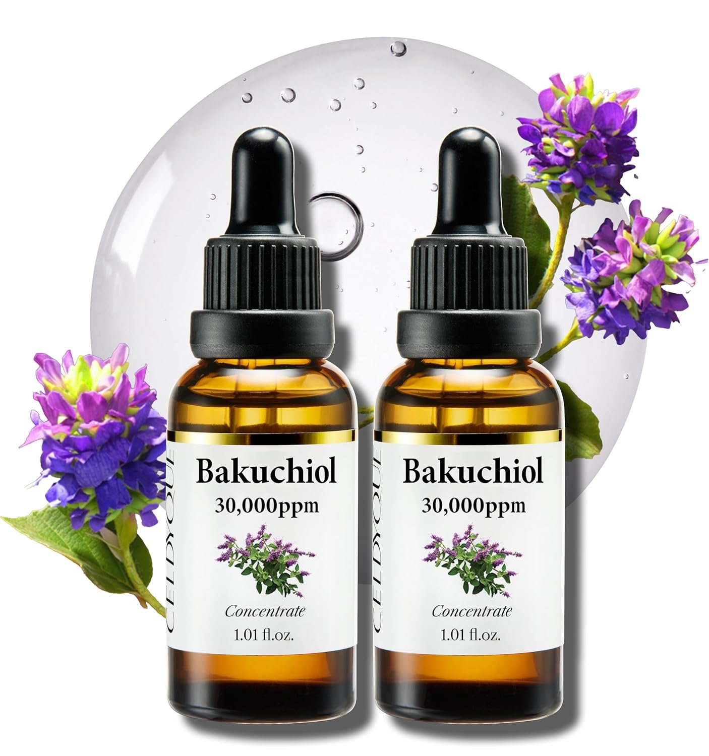 Korean Bakuchiol Concentrate Mix-in Serum 30,000 ppm – High Potency Retinol Alternative | Wrinkle Reduction Skin Firming & Smoothing – Anti-Aging Sensitive Skin Vegan & Cruelty-Free Non-GMO 2 oz