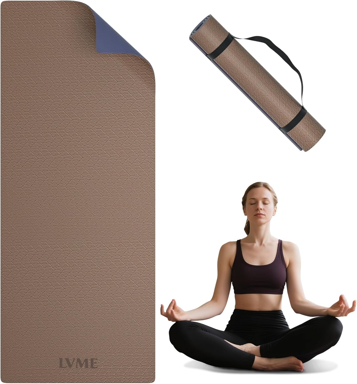Yoga Mat Non Slip, Anti-Tear 1/4 Thick TPE Yoga Mats for Women and Men, 72″x24″ Exercise & Fitness Mat with Carrying Strap, Workout Mats for Yoga, Pilates and Floor Exercise