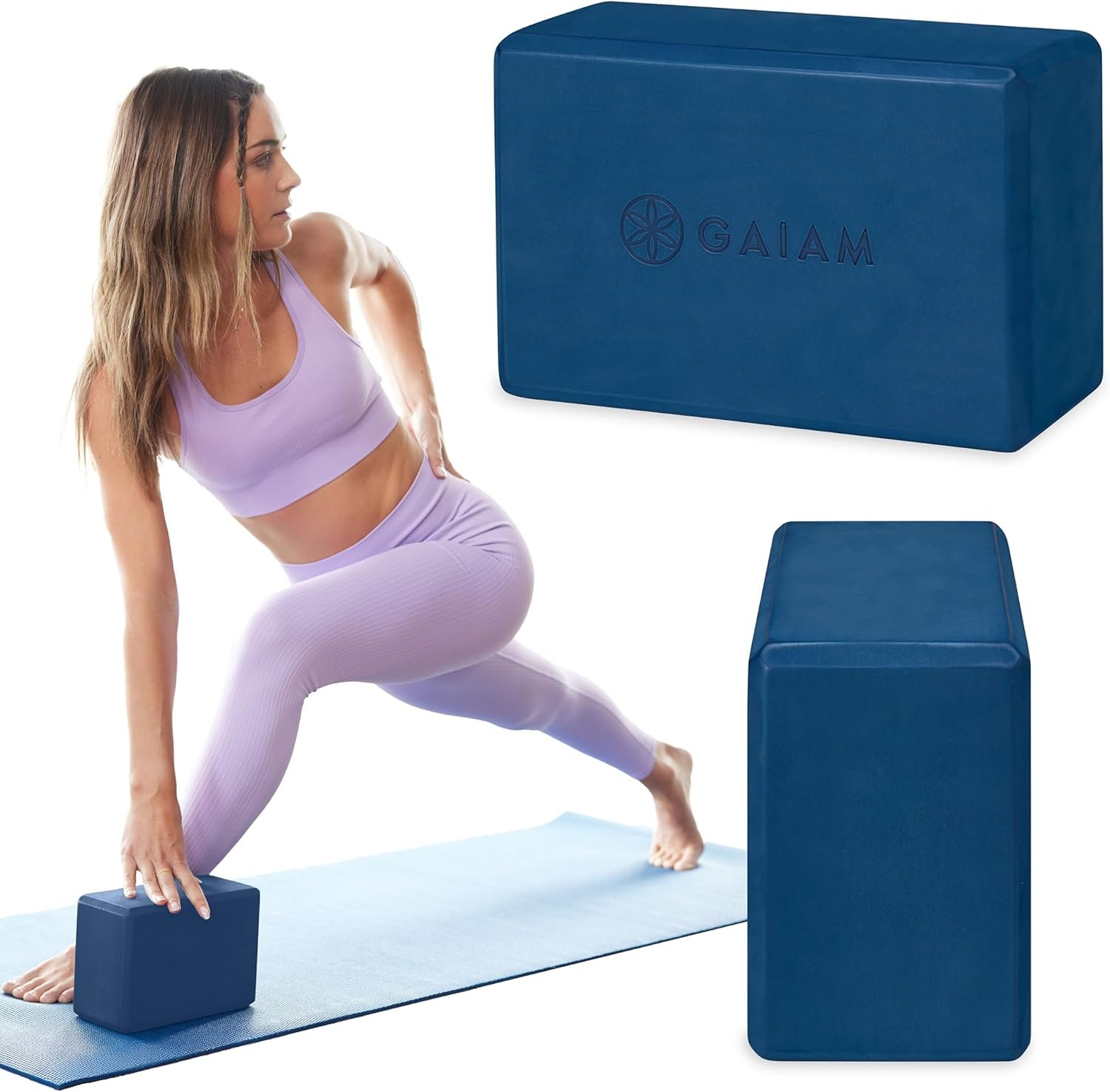 Gaiam Yoga Block – Supportive Latex-Free Eva Foam – Soft Non-Slip Surface with Beveled Edges for Yoga, Pilates, Meditation