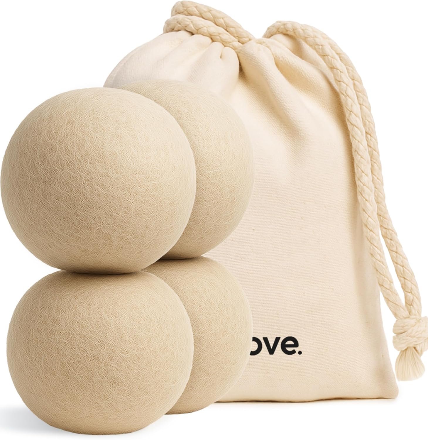 Vove Natural Hemp Dryer Balls – 4 Pack, 5X More Absorbent Than Wool – Cuts Drying Time up to 35%, Natural Fabric Softener, Reduces Wrinkles and Static, Reusable, Hypoallergenic, Eco Friendly