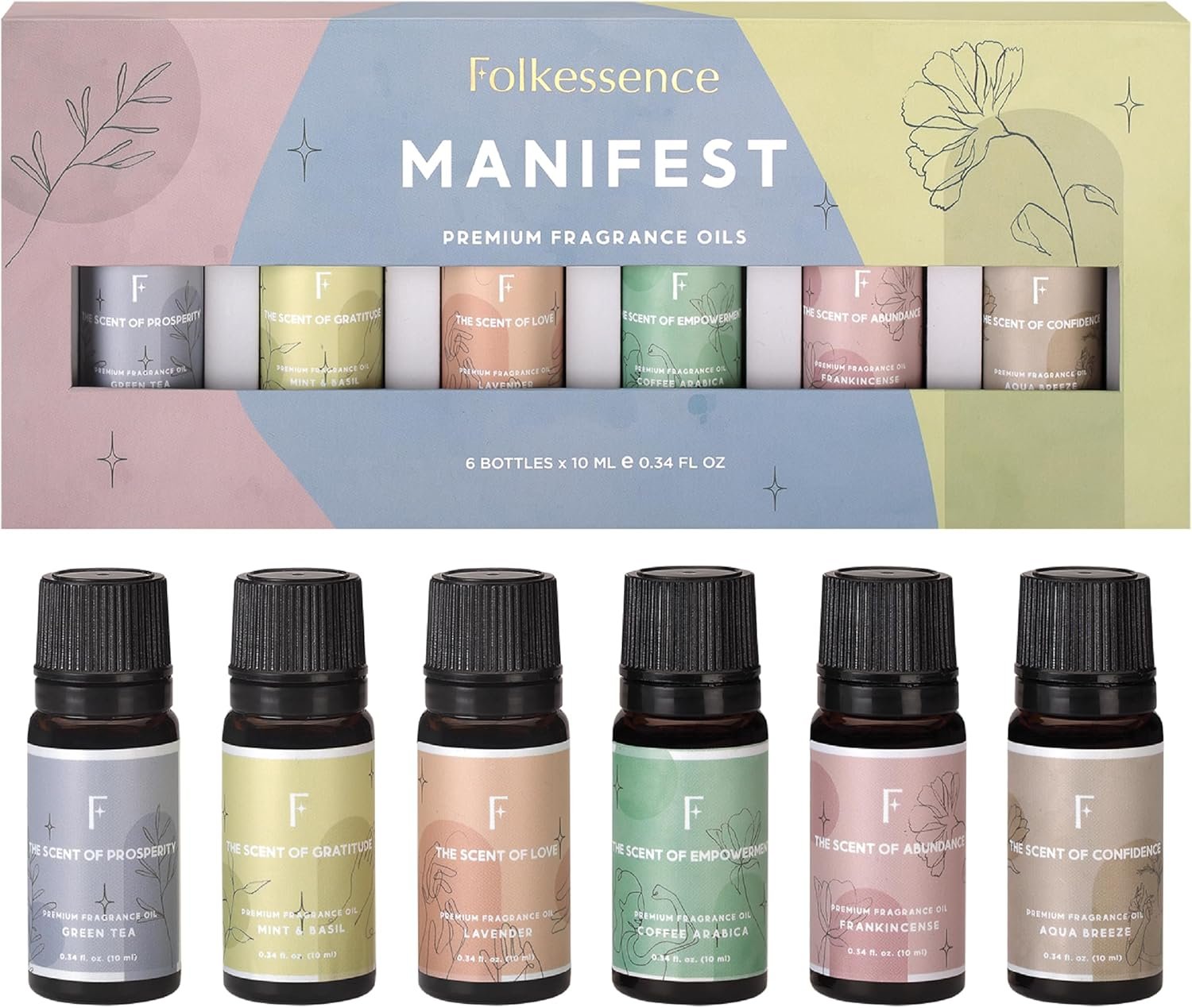 Folkulture Essential Oils for Diffuser for Home | Set of 6 Essential Oil Set | Essential Oil for Candle Making | Essential Oils for Soap Making – Frankincense, Lavender Oils for Relaxation
