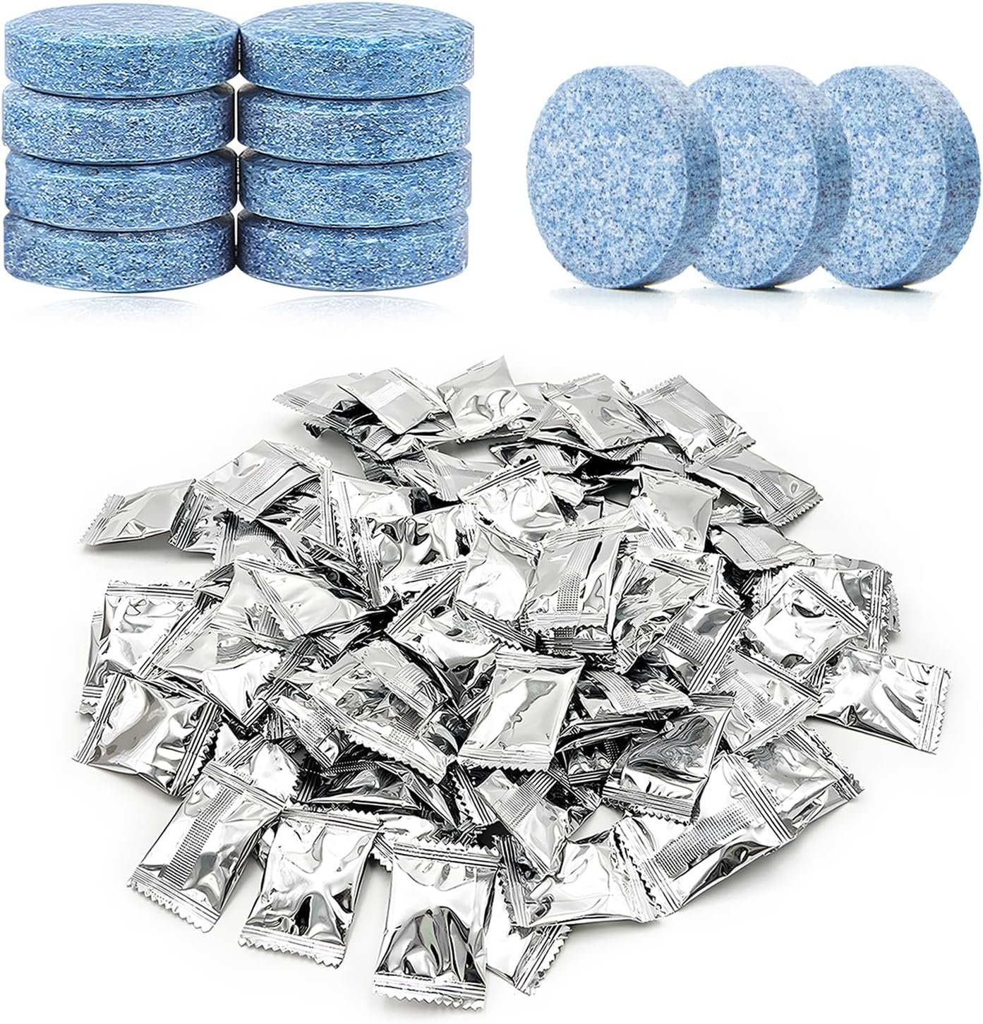 100 PCS Car Windshield Washer Tablets, Auto Window Glass Cleaner Solid Effervescent Tablet, Vehicle Windshield Wiper Fluid Concentrated Cleaning Tablets for Clear Vision