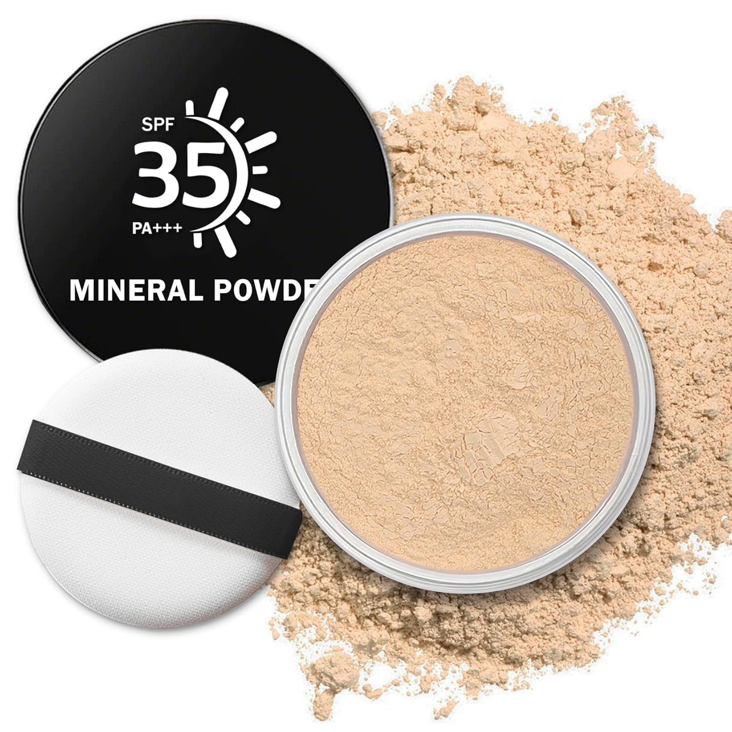 Mineral Foundation Powder,SPF 35,Lightweight Mineral Sunscreen Powder for Face,Reduces Shine,Talc Free Foundation,0.35 oz,01 Fairly Light