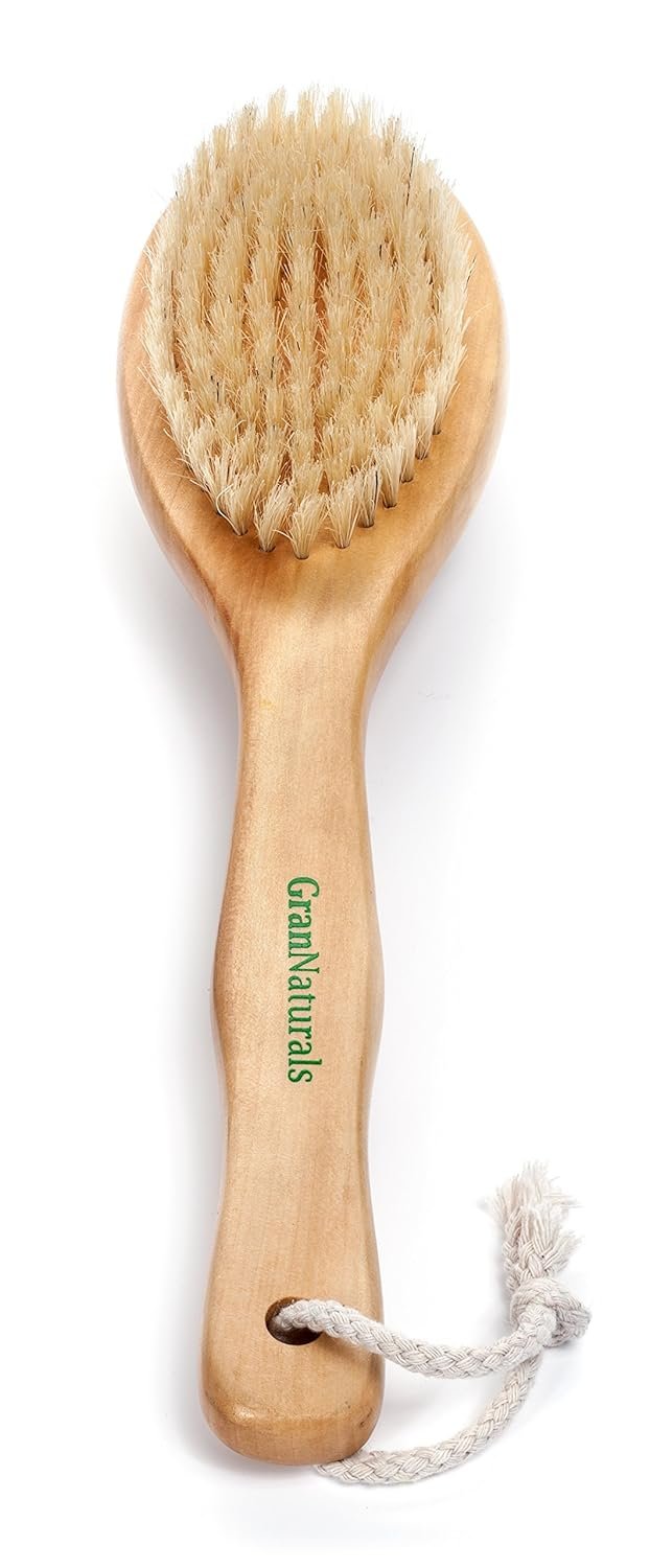 GranNaturals Dry Brushing Body Brush for Lymphatic Drainage + Cellulite Scrubber- Natural Bristle Skin Exfoliator for Body, Back, Legs, and Foot – Exfoliating Body Scrub for Ingrown Hair Bumps