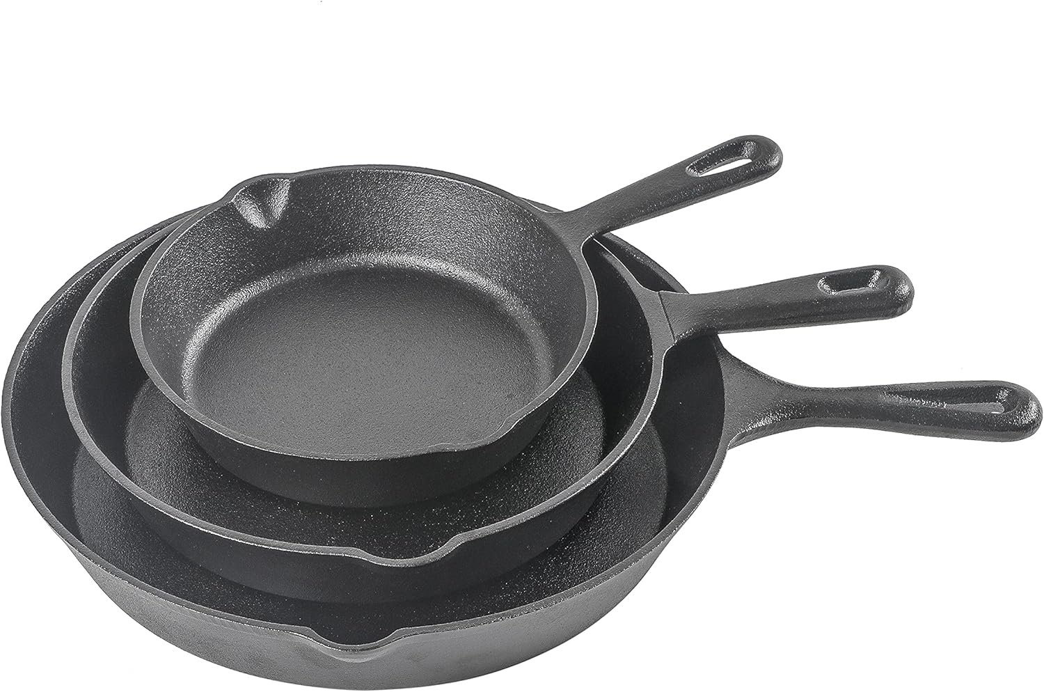 Commercial CHEF 3-Piece Cast Iron Skillet Set – 8 inch, 10 inch, and 12 inch – Pre-seasoned Cast Iron Cookware
