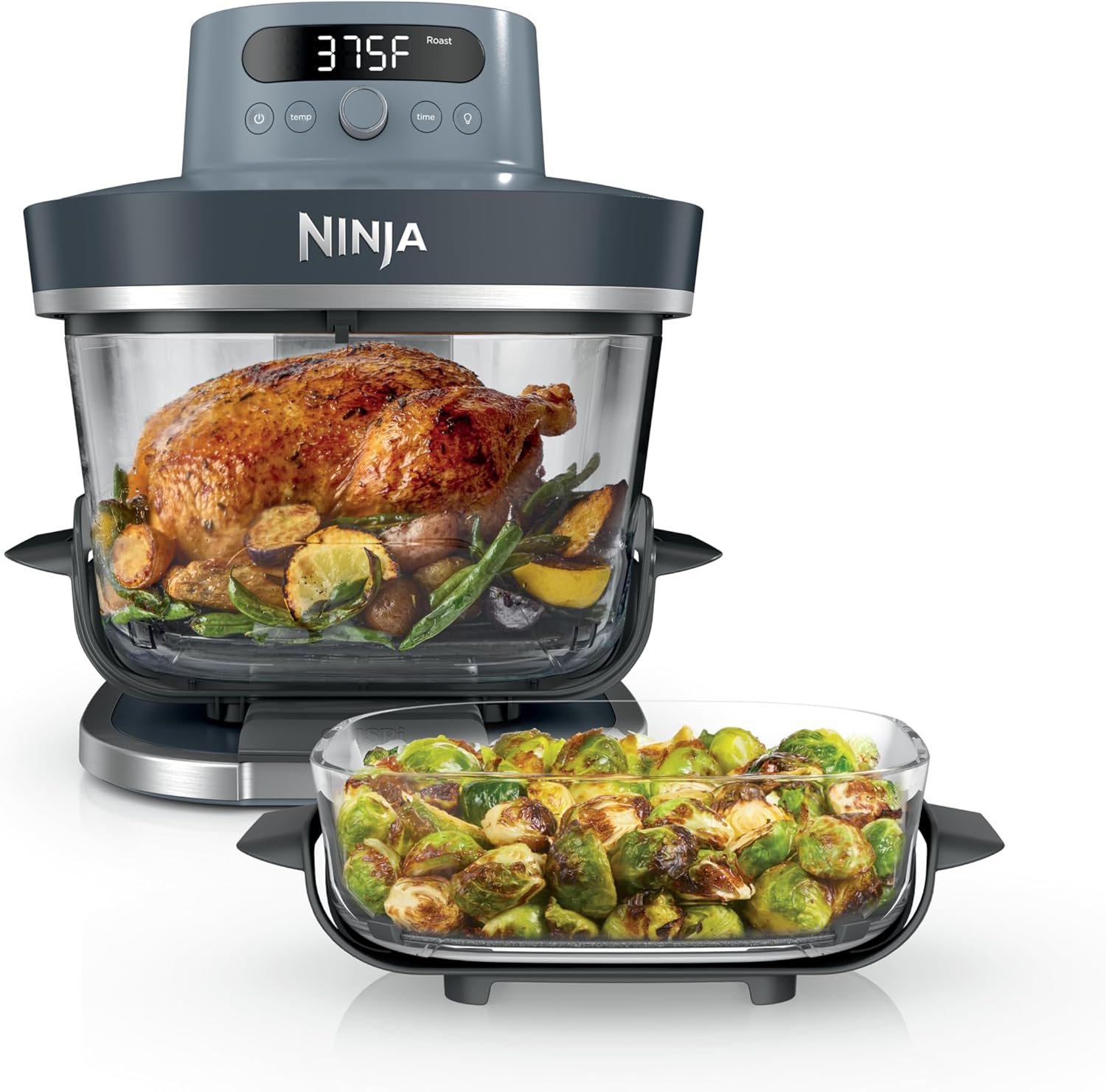Ninja Crispi Pro 6-in-1 Glass Air Fryer | 450°F, Nontoxic, 6qt & 2.5qt Containers & Lids | Microwave, Freezer, Dishwasher Safe | Max Crisp, Air Fry, Bake, Roast, Recrisp, Dehydrate |Cyberspace AS101CY