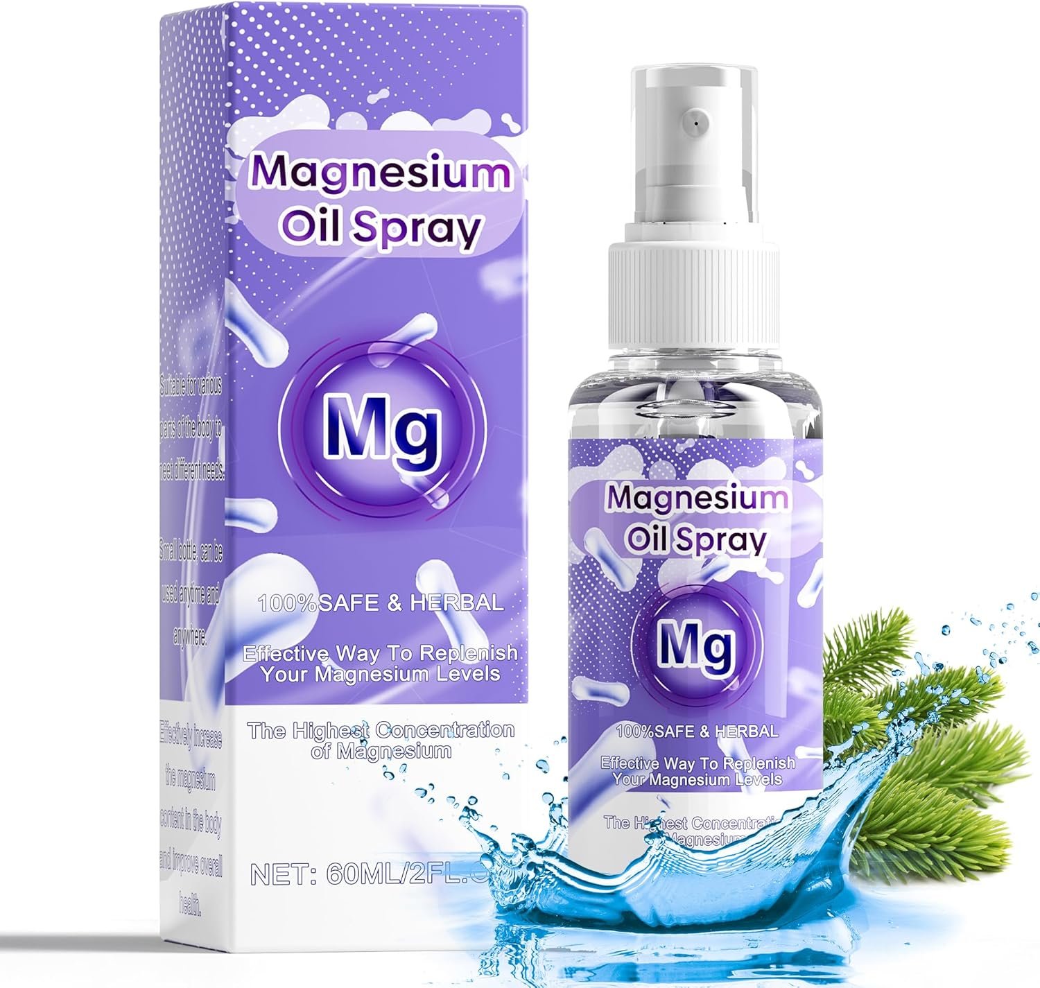 Magnesium Oil Spray, 100% Organic Magnesium Spray, Natural Ingredient & Fast Absorbent, Natural Magnesium Chloride Oil for Feet & Body, Nourish Skin, Promote Sleep