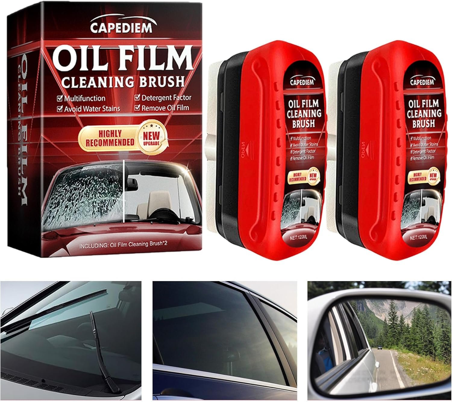 Automotive Oil Film Cleaning Brush for Car Windows, Glass Cleaning Board, Car Windshield Cleaner, Suitable for Windshield Glass Oil Film Remover (blue-green-X)