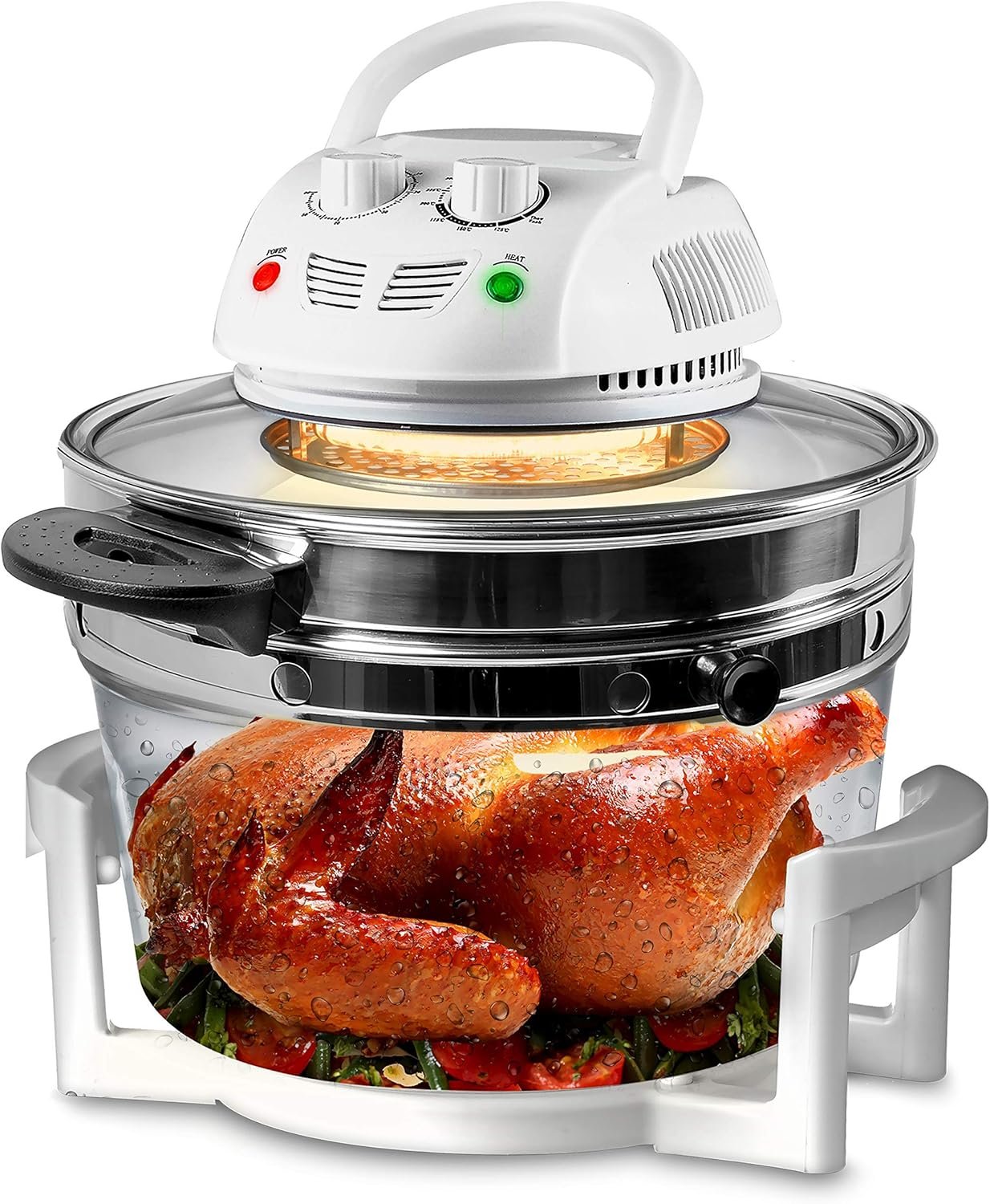 NutriChef Air Fryer, Infrared Convection Oven, Halogen Oven Countertop, Healthy Cooking, Stainless Steel, 13 Quart 1200W, Prepare Quick Healthy Meals, Great for French Fries & Chips (White)