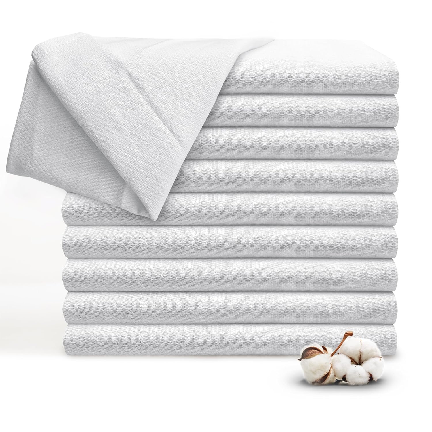 RUVANTI 10 Pack Birdseye Flat-Fold Cloth Diapers for Babies, 100% Cotton Extra Large Reusable Diapers, Baby Burp Cloths