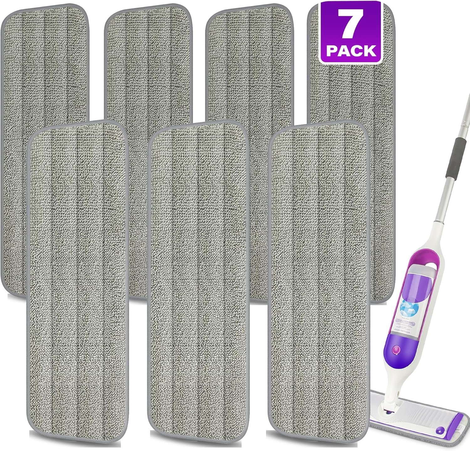 7 Count Reusable Mop Pads for Swiffer PowerMop -MEXERRIS Microfiber Wet Mops Refills PowerMop Pads Machine Washable Hard Wood Floor Mop Pads Replacement for 13”-15” Spray Floor Mops