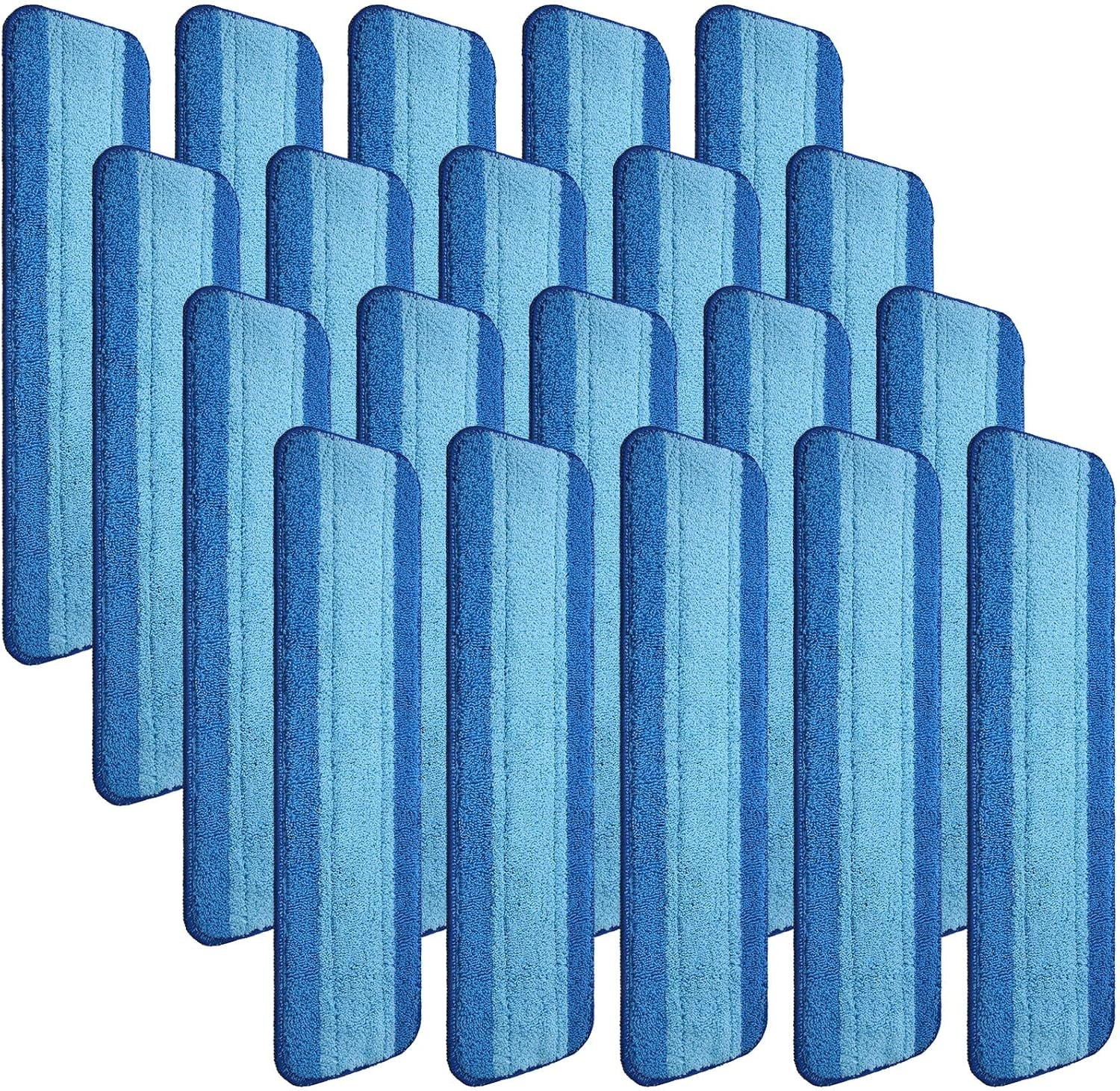 20 Pieces Microfiber Cleaning Pads Compatible with Bona Mop Reusable 18 Inch Replacement Cleaning Pads Washable Refills Replacement Heads for Floor Cleaning