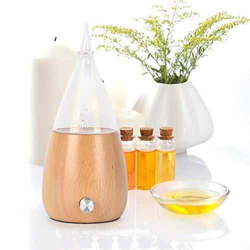 Essential Oil Diffuser Bamboo Namaste Light Wood Glass Waterless diffuser Aromatherapy NO Heat, Water, Plastics OR Artificial Materials