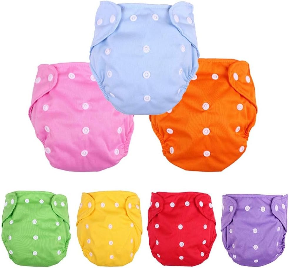 Baby Washable Reusable Cloth Diapers,7pcs