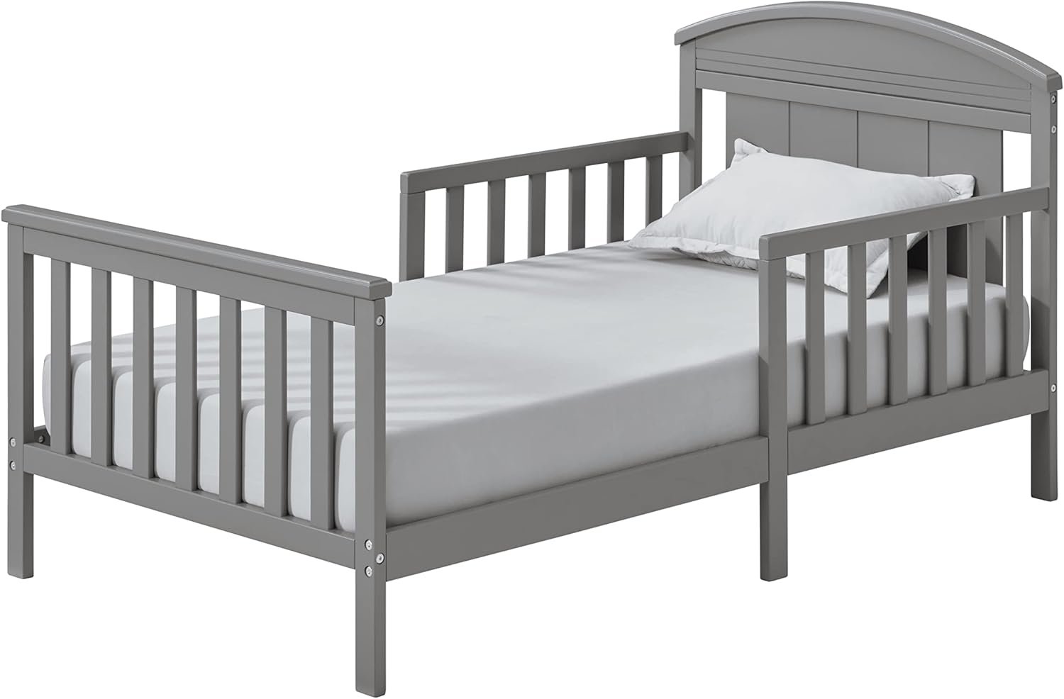 Oxford Baby Baldwin Wood Frame Toddler Bed with Guardrails and ArchedHeadboard, Dove Gray
