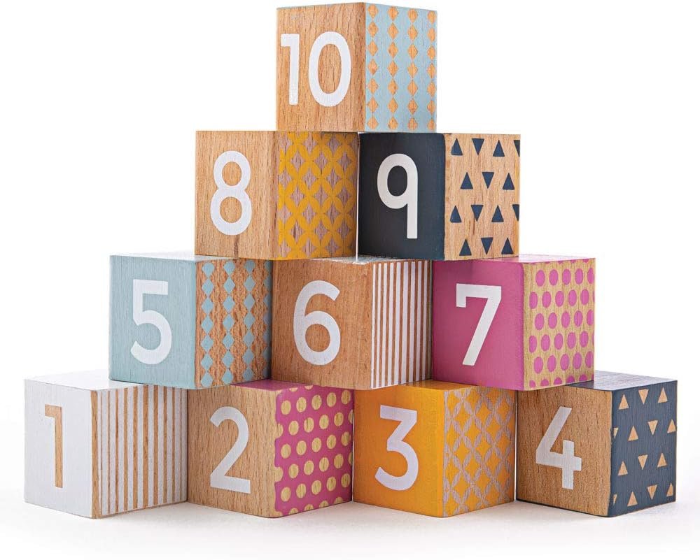 Bigjigs Toys, FSC® Certified Number Blocks, Wooden Toys, Baby Wooden Toys, Number Toys, Baby Toys, Wooden Stacking Toy, Building Blocks