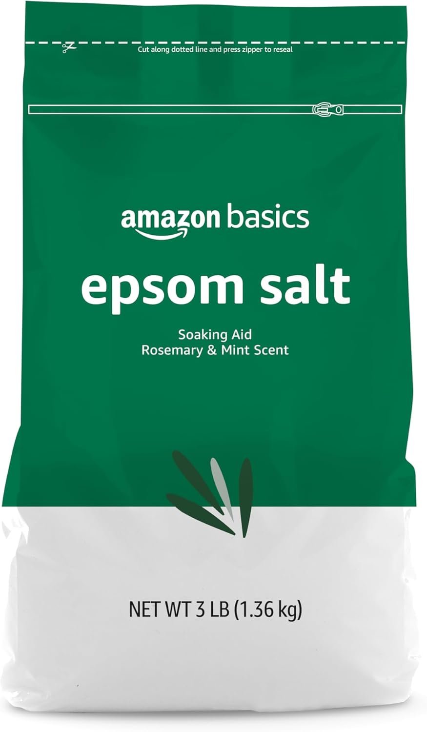 Amazon Basics Epsom Salt Soaking Aid, Soothing Rosemary & Mint Scent, 3 Pound (Pack of 1) (Previously Solimo)