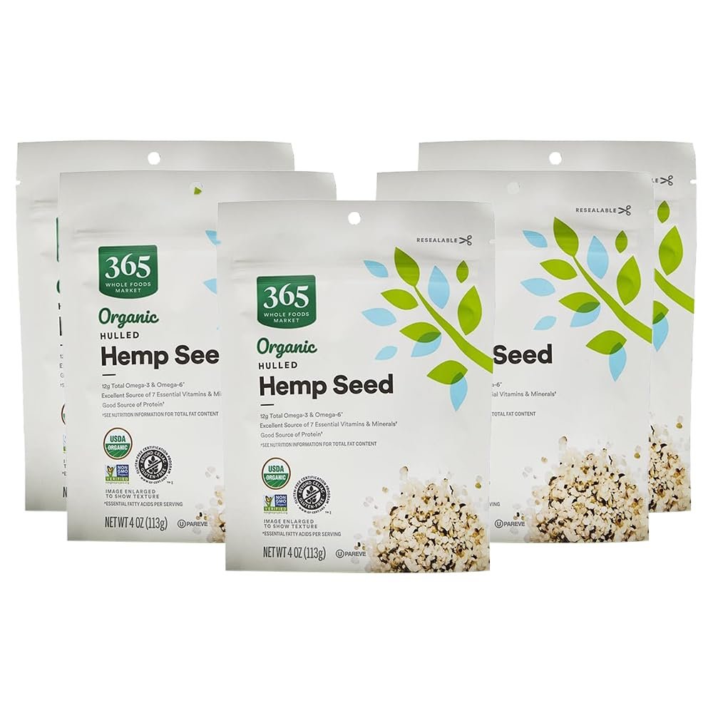 365 by Whole Foods Market, Organic Hemp Seed, 4 Ounce (Pack of 5)