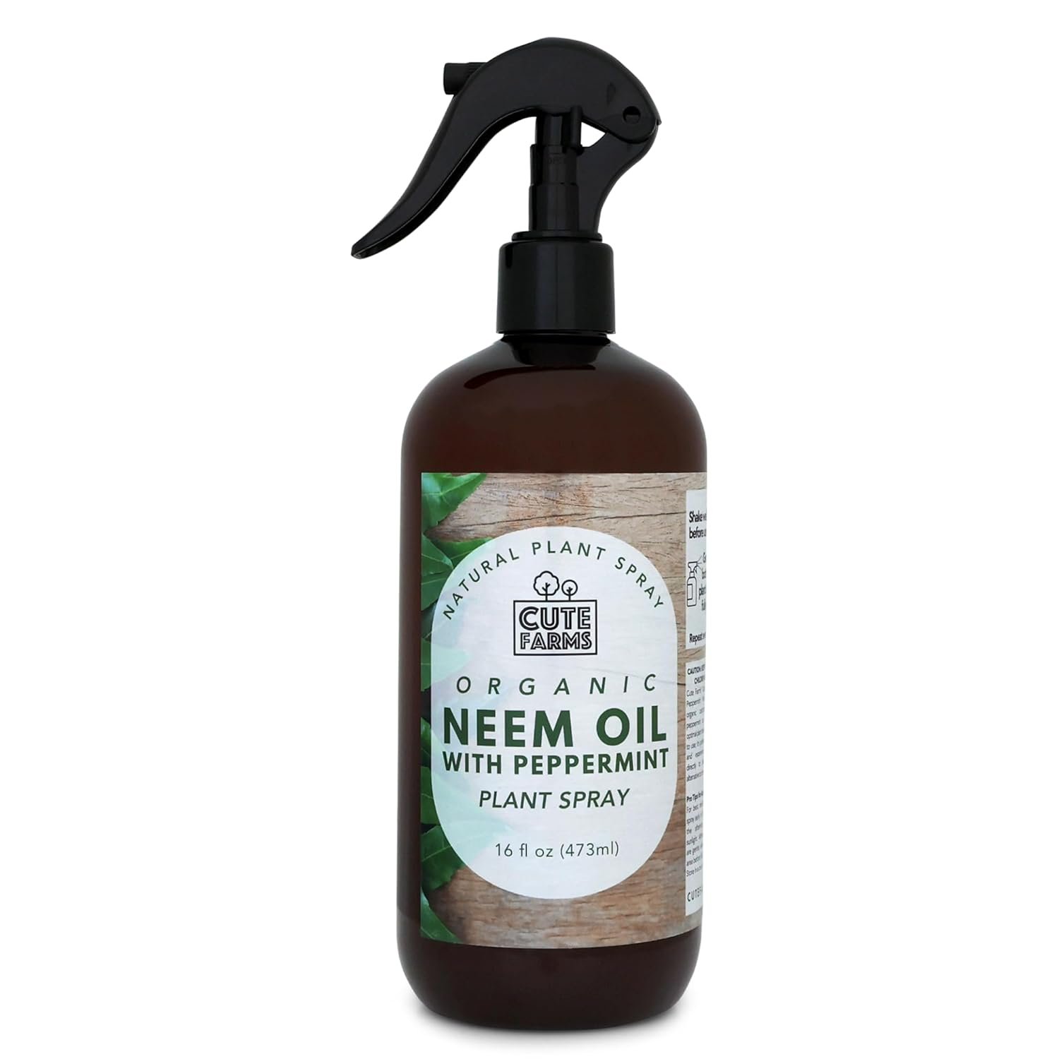 Cute Farms Plant Spray for Indoor Plants : Organic Neem Oil with Peppermint Essential Oils (16oz Bottle)