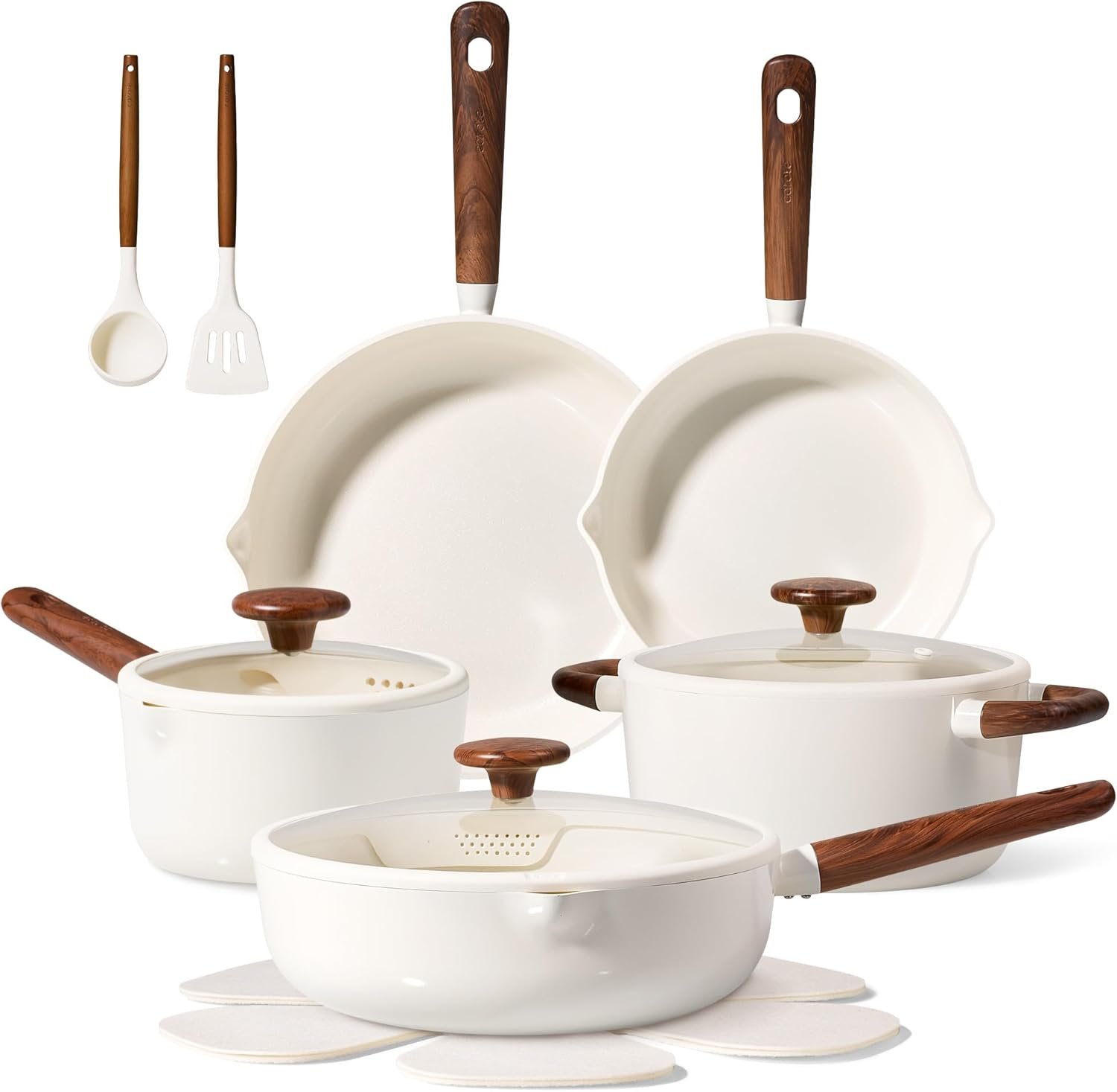 CAROTE Ceramic Cookware Sets, Pots and Pans Set Non stick, Non Toxic Healthy Induction Cookware, 14 Pcs Nonstick Kitchen Pots and Pans Set, PFAS PTFE Free, Dishwasher Safe