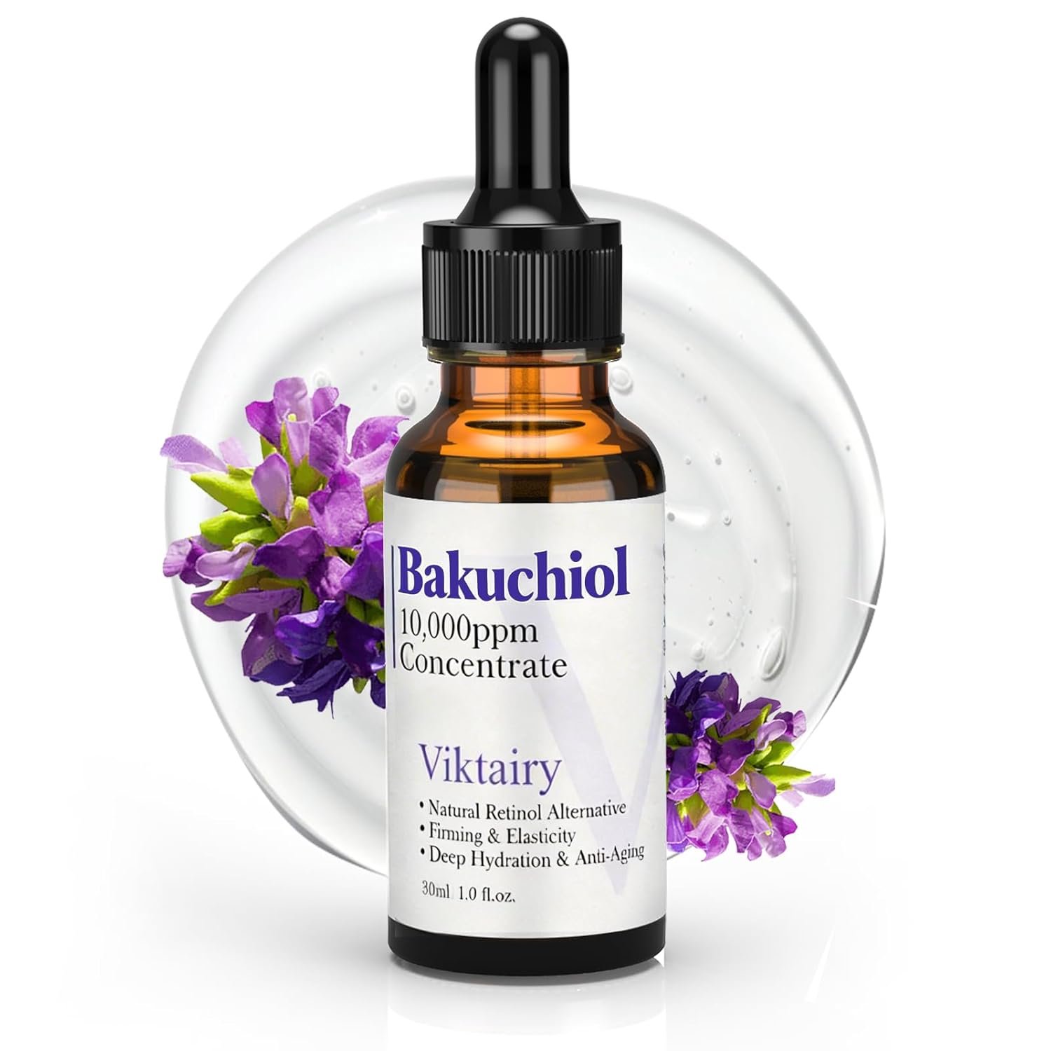 Bakuchiol Serum Concentrate, High-Potency Mix-In Bakuchiol Oil Serum, Gentle Retinol Alternative for Wrinkle Reduction, Hydrating & Firming Anti-Aging Skincare, Vegan Non-GMO, 30ml 10,000ppm