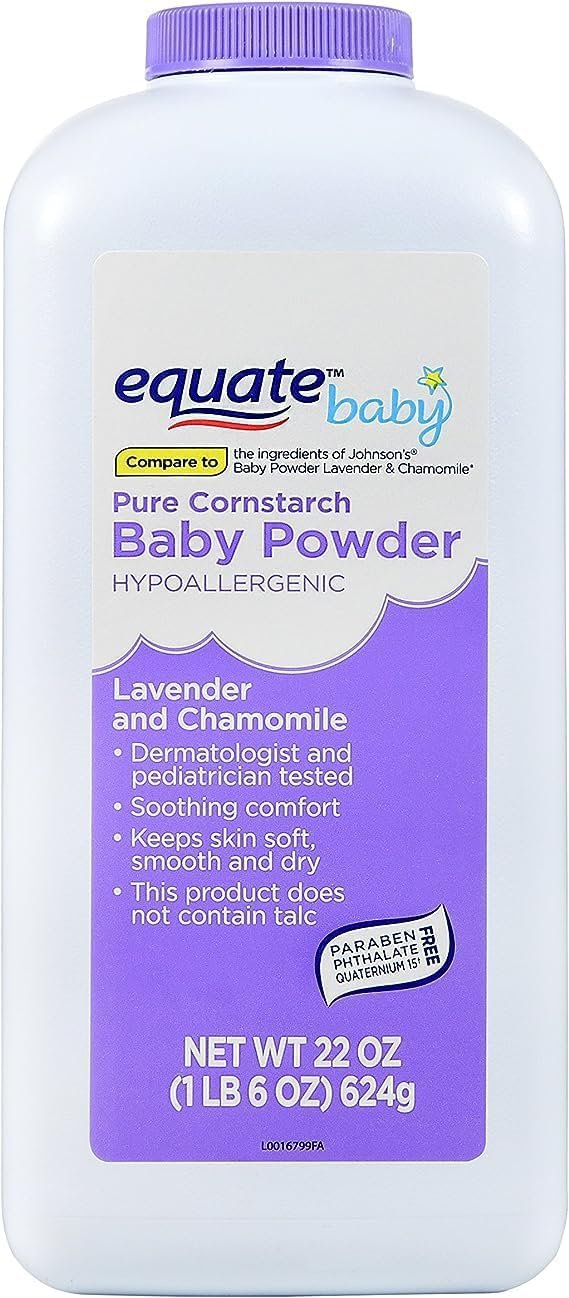 Equate Pure Cornstarch Baby Powder with Lavender and Chamomile (22 oz – Pack 1)