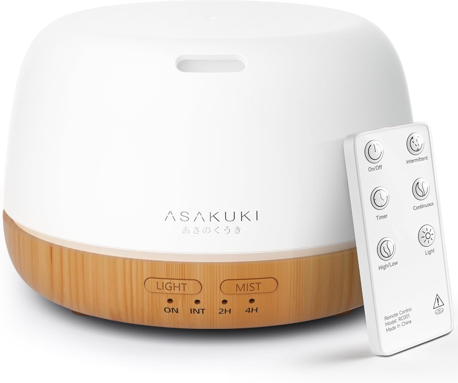 ASAKUKI Essential Oil Diffuser, 300ml Ultrasonic Aromatherapy Oil Humidifier with 7 Colors LED Lights, 2 Mist Mode for Home (Wood Grain)