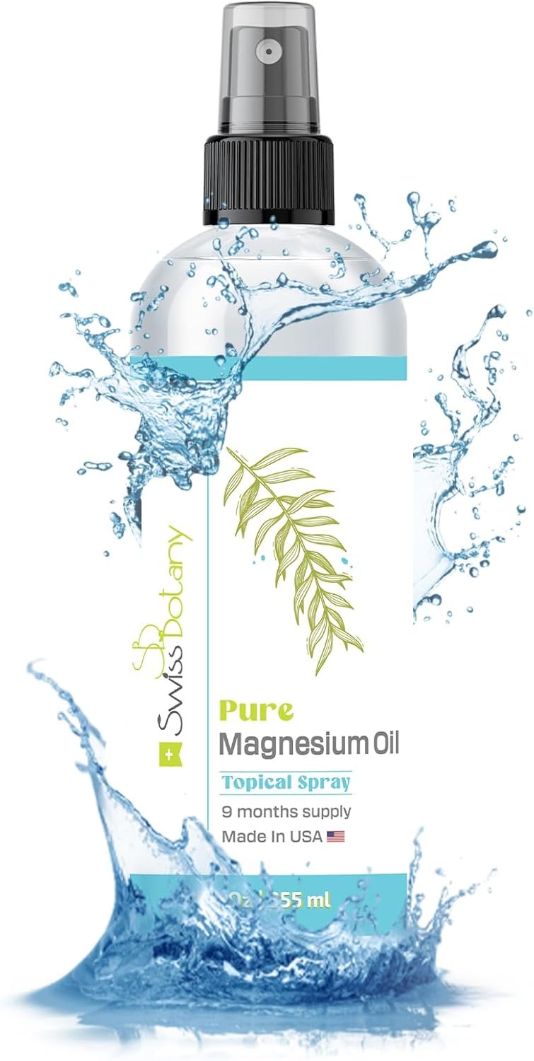 Pure Magnesium Oil Spray – Magnesium Spray for Feet – 12 fl oz (Lasts 9 Months) – USP Grade Organic Topical Magnesium Spray – Naturally Sources – eBook Included – Made in USA
