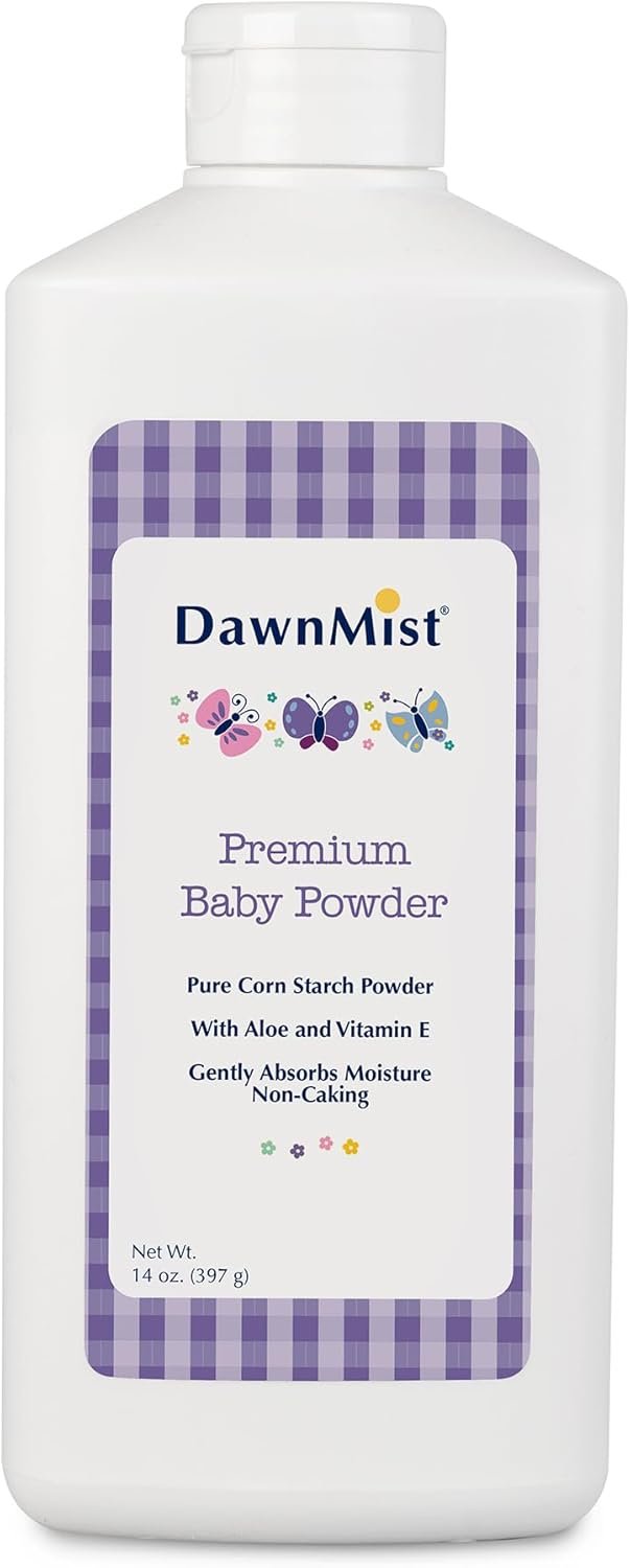 Dukal DawnMist Premium Baby Powder – 14 oz | Talc-Free, Hypoallergenic, with Aloe & Vitamin E | Soothes and Protects Delicate Skin